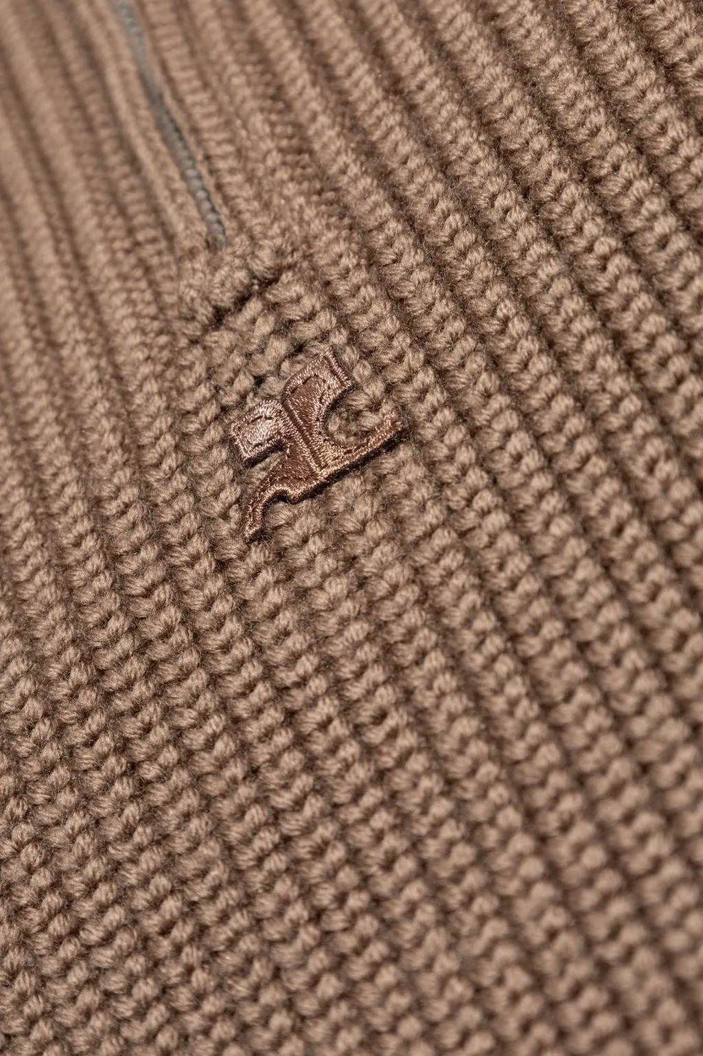 CourrÈGes Logo Embroidered Half-Zipped Jumper