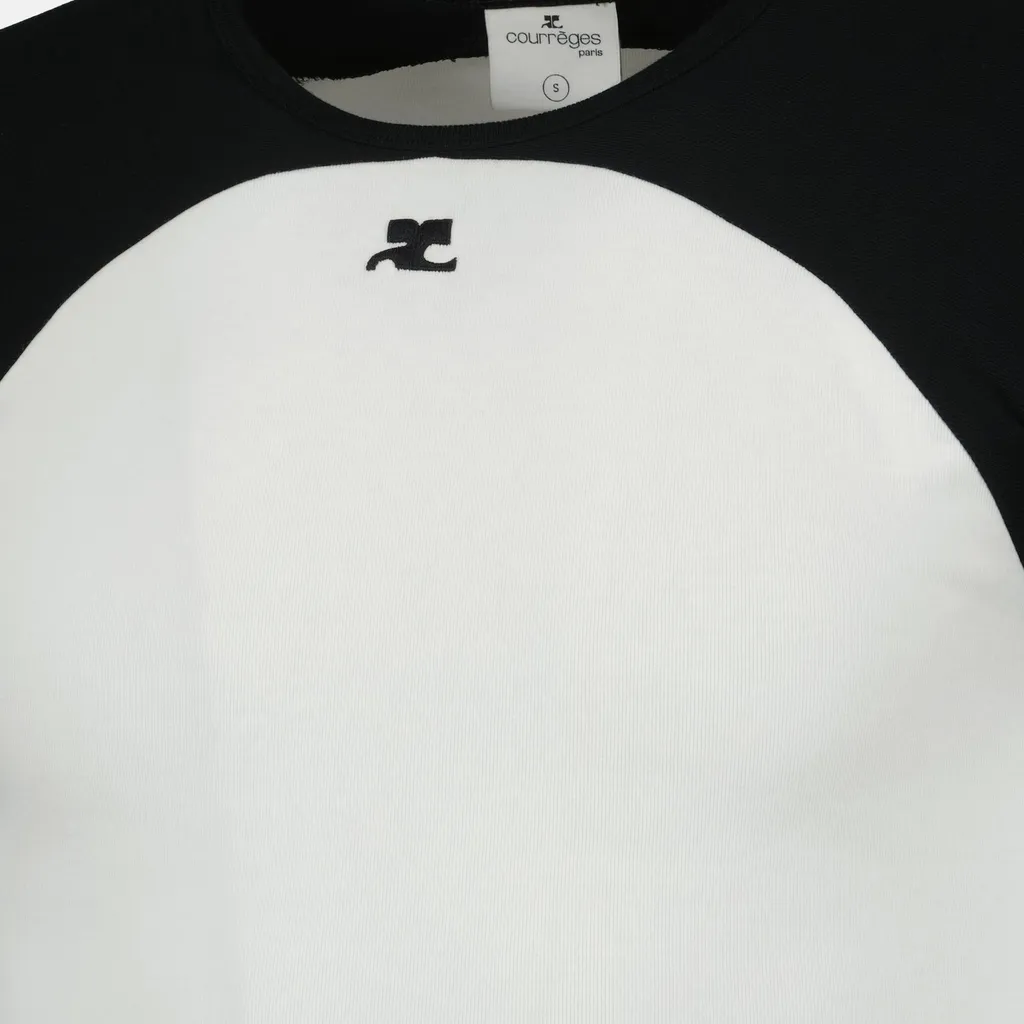 CourrÈGes Circle Contrast Raglan-Sleeve Crewneck T-Shirt