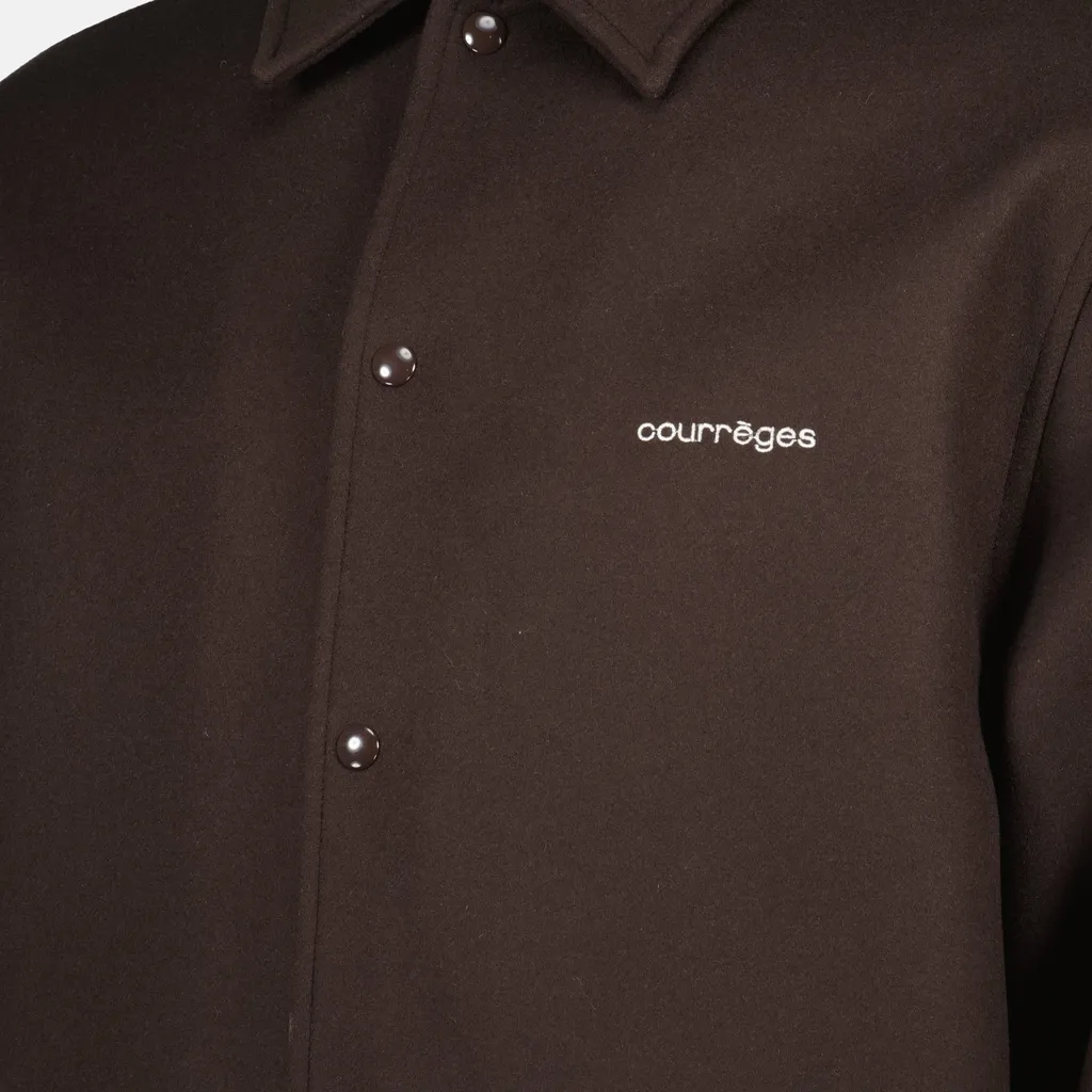 CourrÈGes Logo Embroidered Buttoned Overshirt