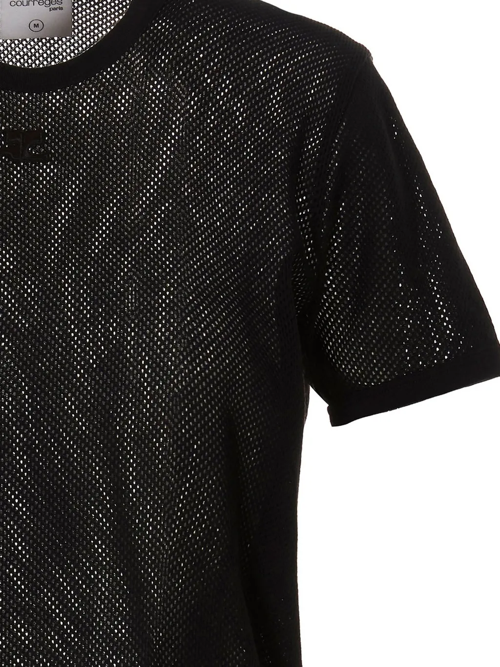 CourrÈGes Logo Patch Mesh T-Shirt