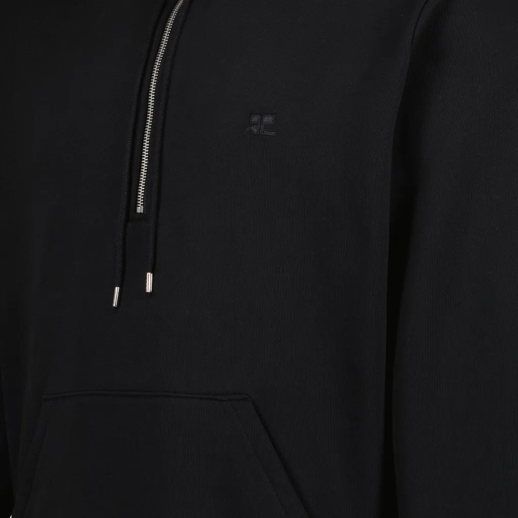 CourrÈGes Zipped Drawstring Fleece Hoodie
