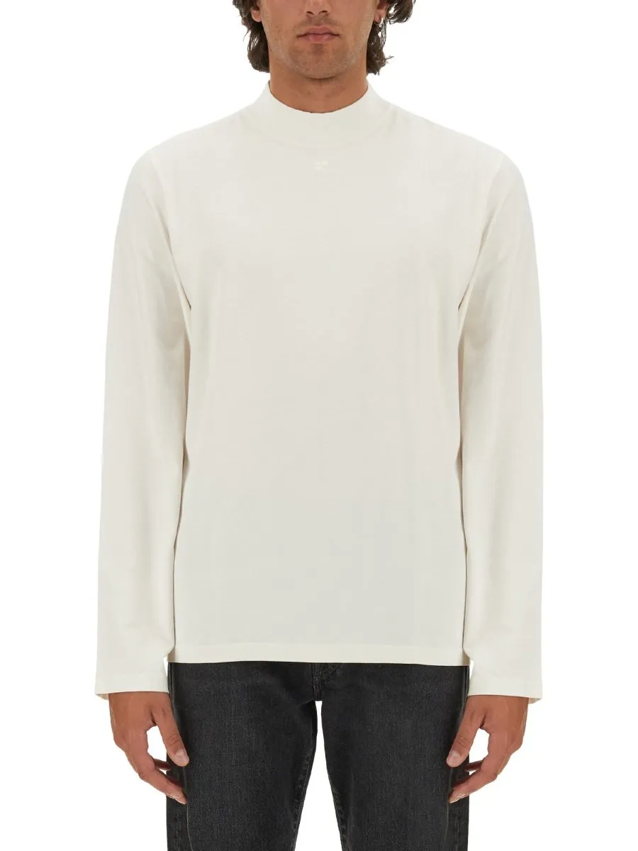 CourrÈGes Logo Embroidered Long-Sleeve T-Shirt