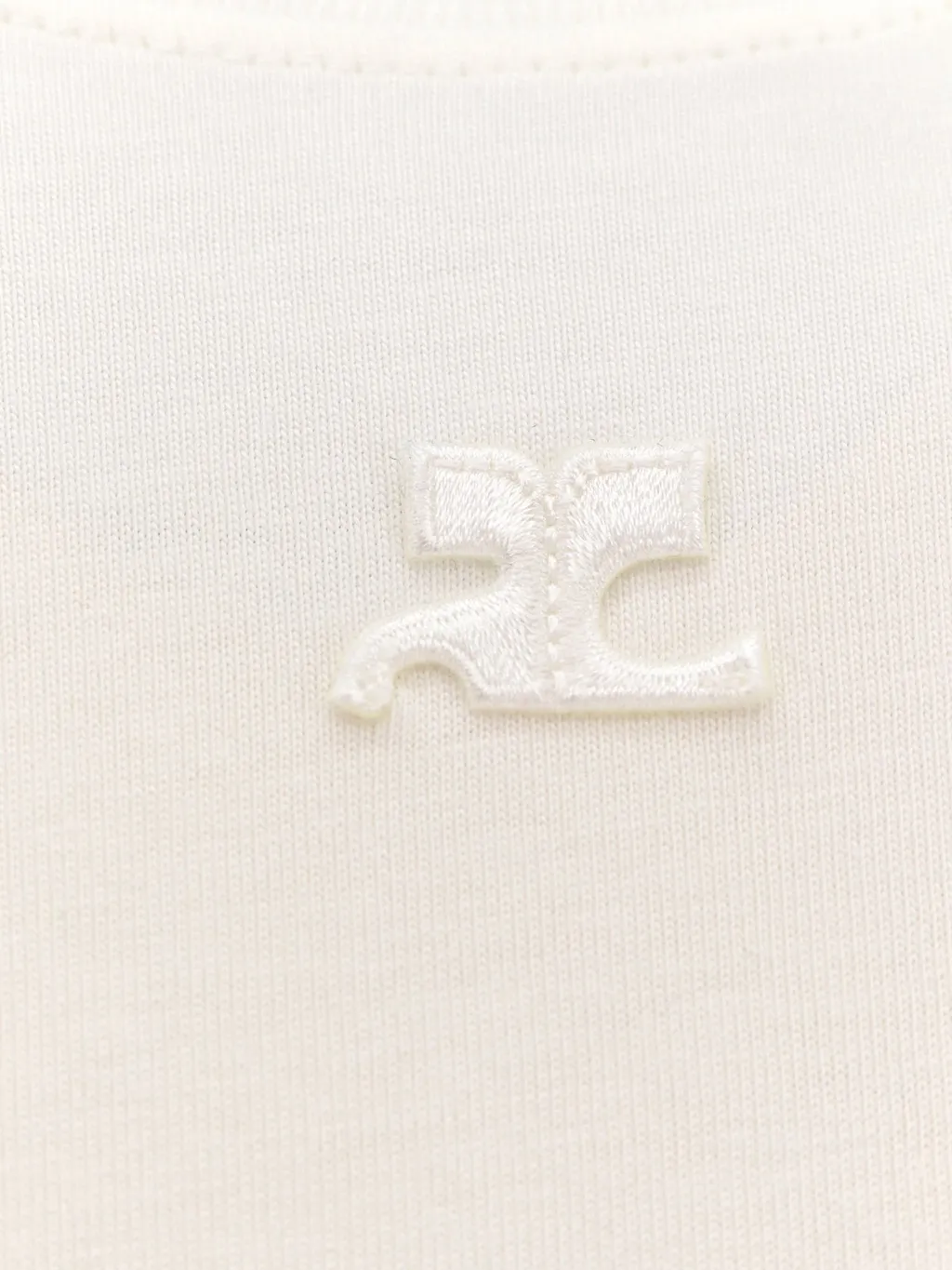 CourrÈGes Logo Embroidered Crewneck T-Shirt