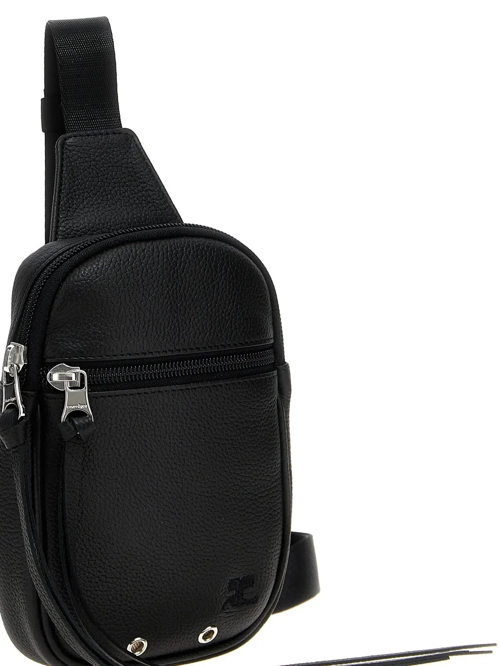 CourrÈGes Logo Embroidered Zip-Up Crossbody Bag