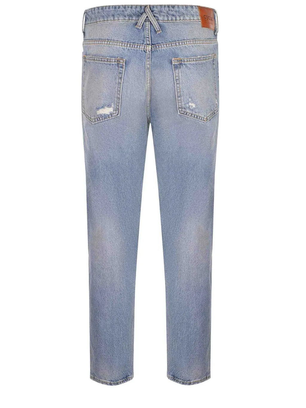 Cycle Distressed Straight-Leg Jeans
