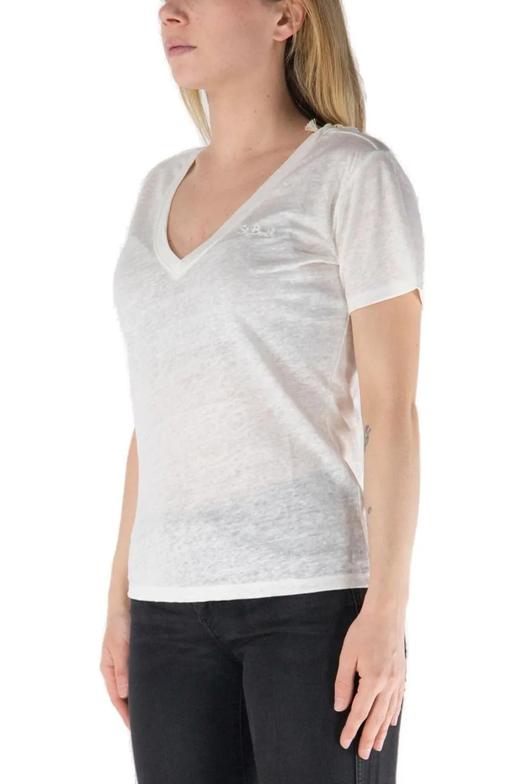 Mc2 Saint Barth Eloise Jersey V-Neck T-Shirt