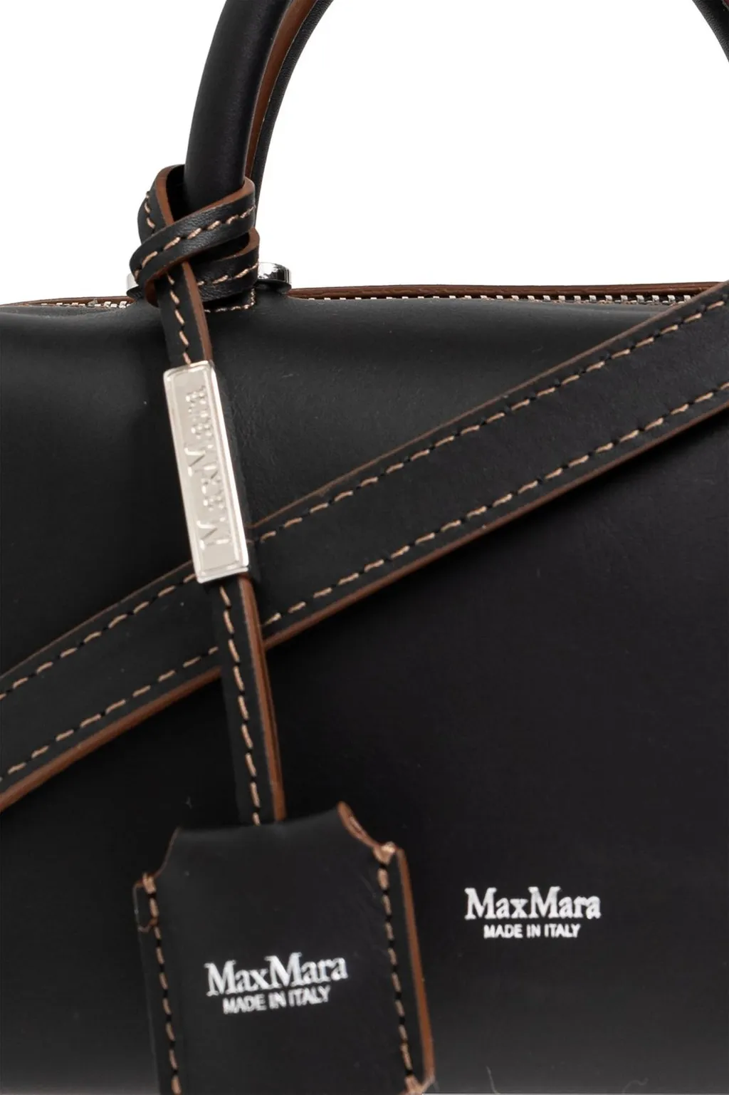 Max Mara Logo Printed Zip-Up Top Handle Bag
