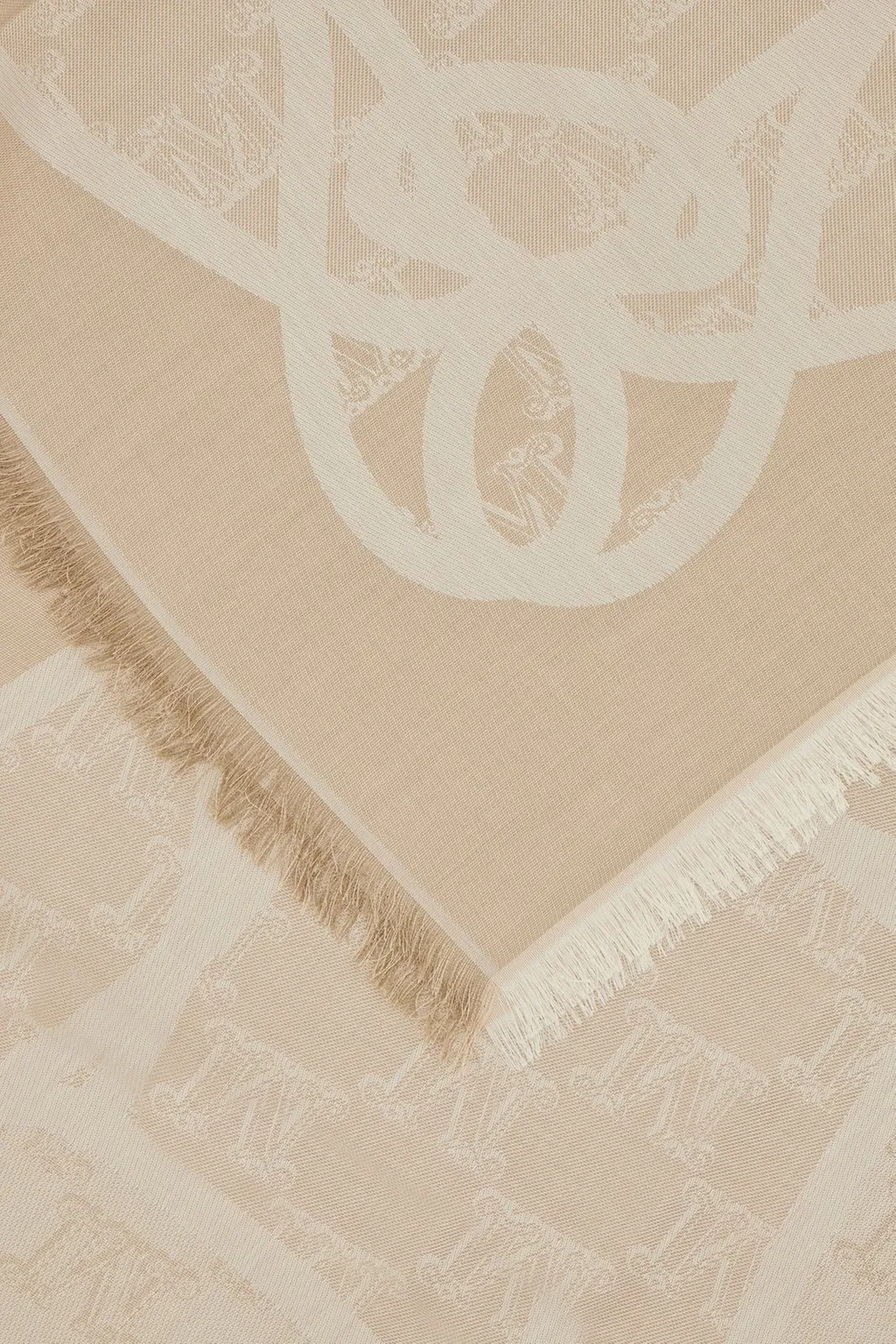 Max Mara Logo Patterned Fringed Edge Foulard