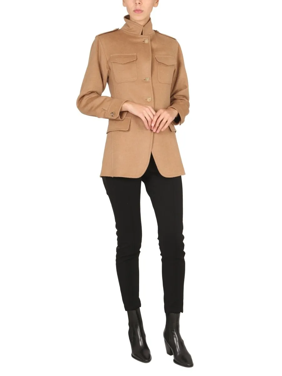 Max Mara Buttoned High Neck Jacket