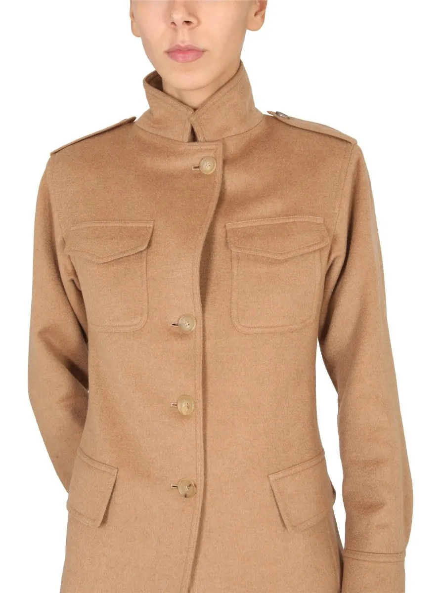 Max Mara Buttoned High Neck Jacket