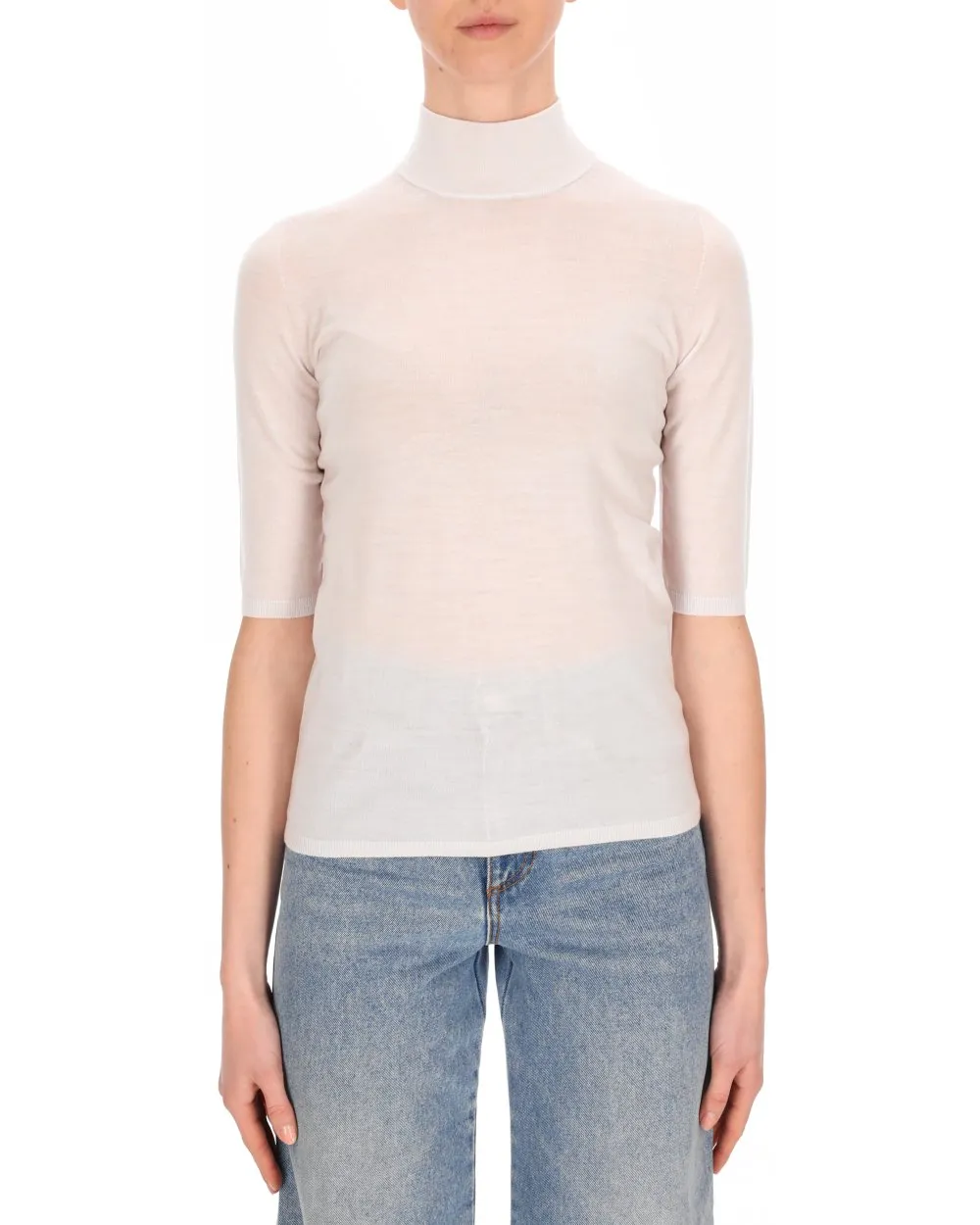Max Mara High Neck Half-Sleeved Top