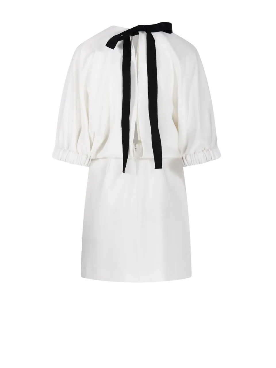 Max Mara Pianoforte Rum Crewneck Bow Detailed Dress