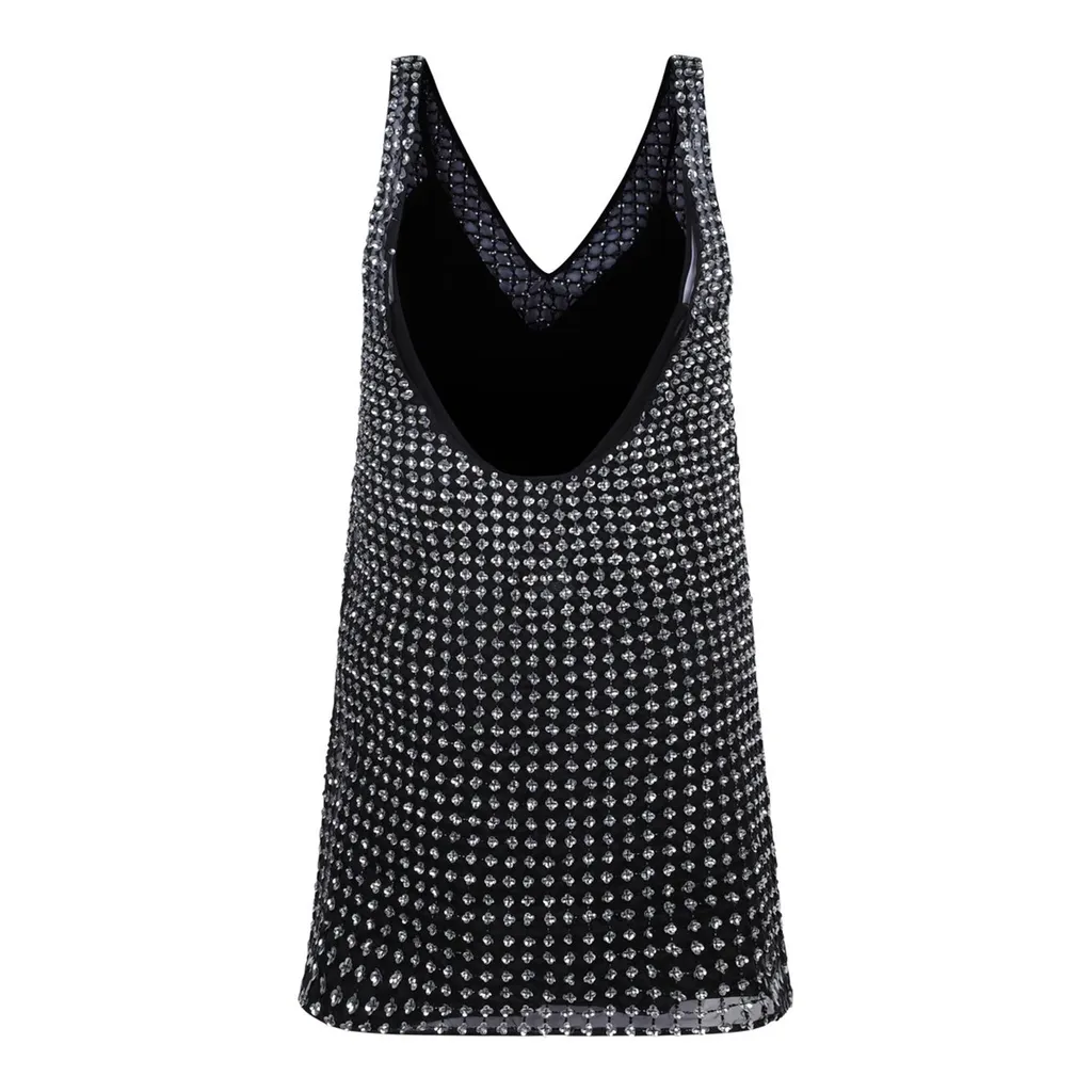 Max Mara Pianoforte All-Over Embellished V-Neck Dress
