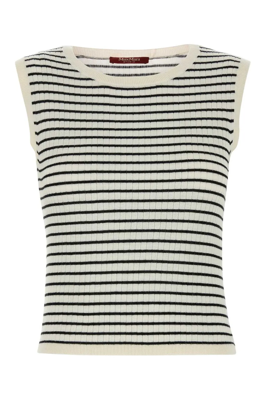 Max Mara Studio Valeria Striped Crewneck Vest