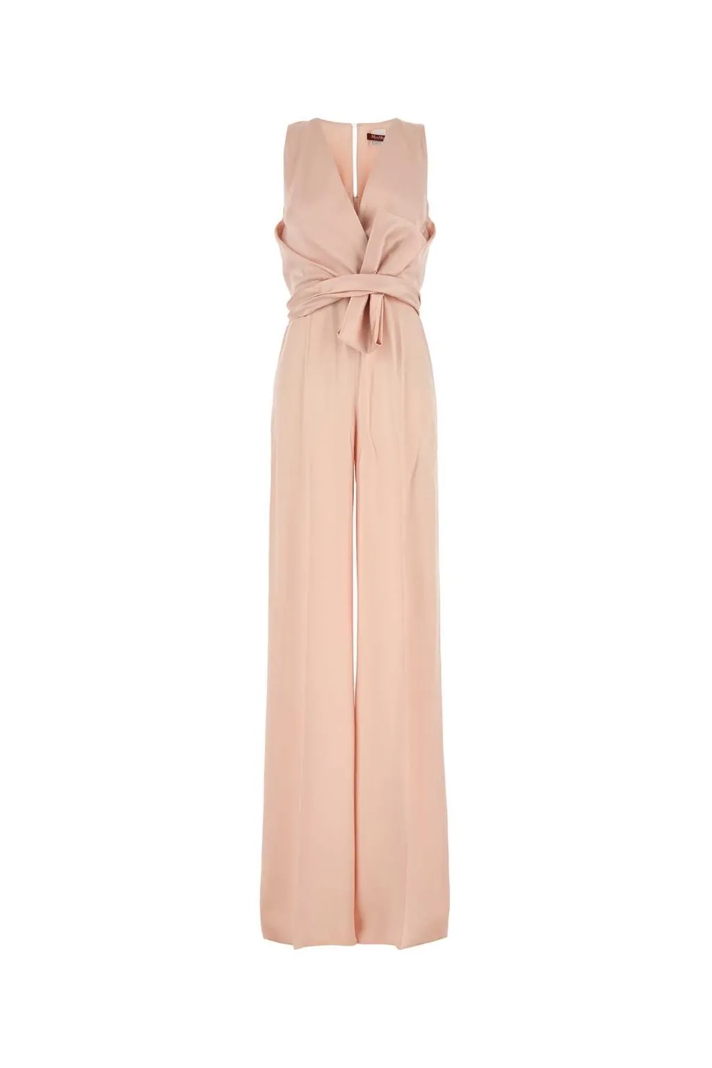 Max Mara Studio Pomez V-Neck Knot Detailed Jumpsuit