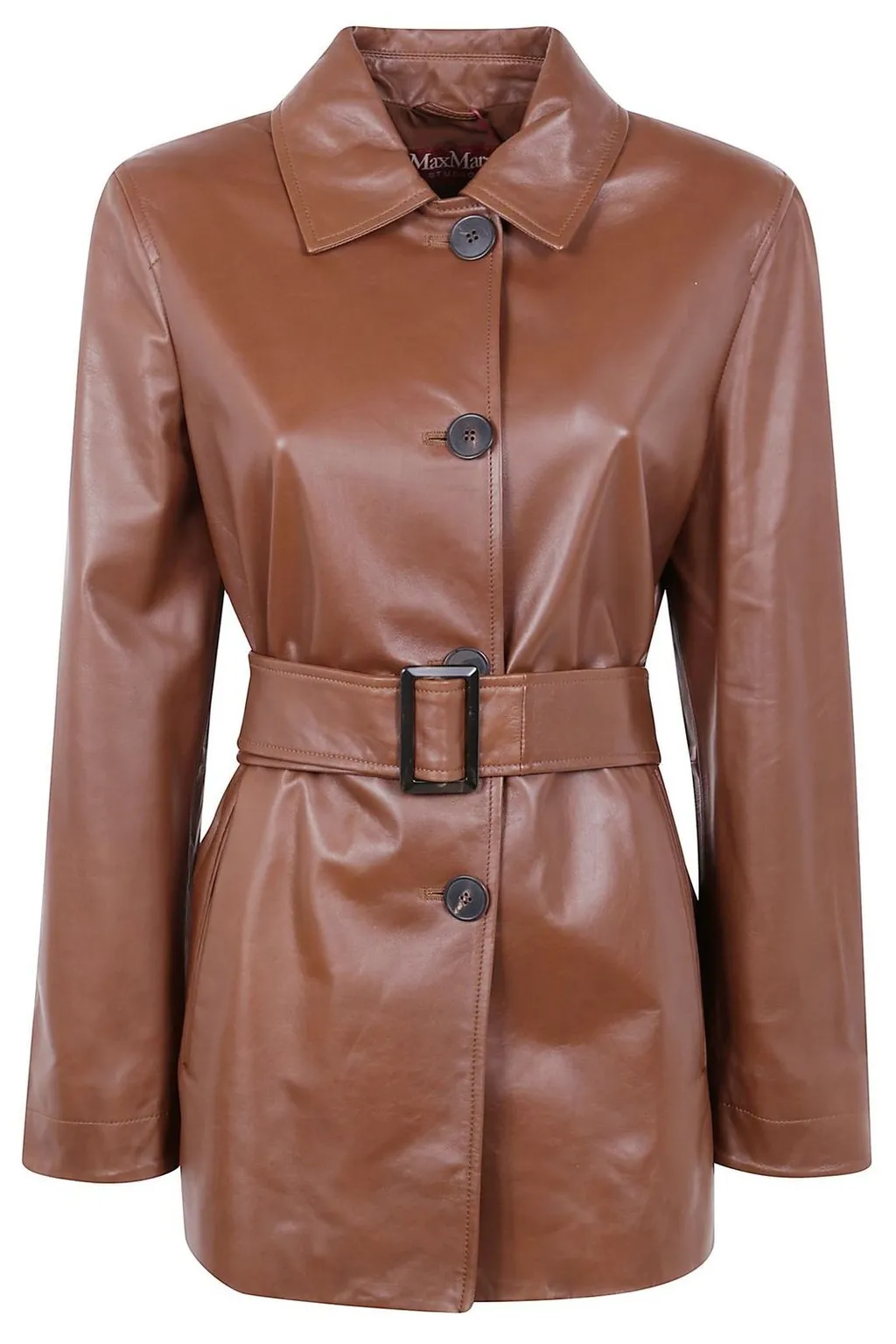 Max Mara Studio Button-Up Belted Jacket