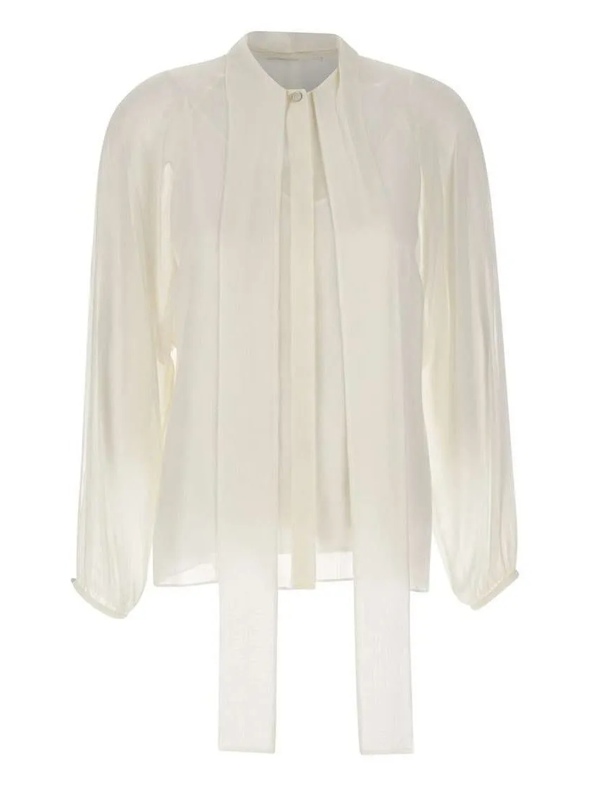 Max Mara Studio Pussy-Bow Long-Sleeved Top
