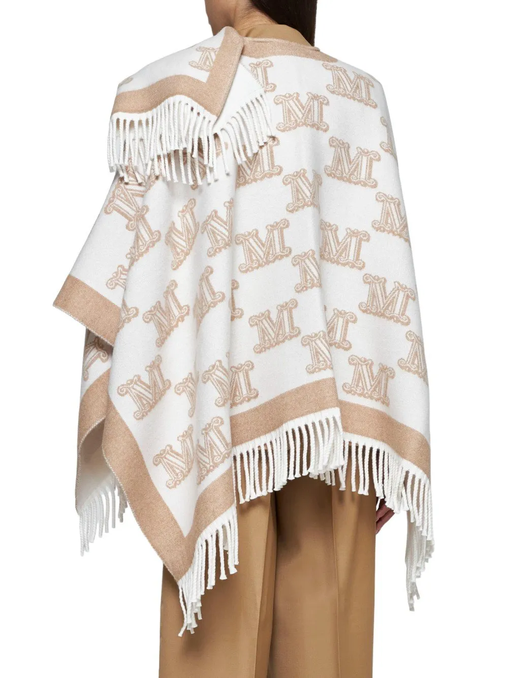 Max Mara Studio Frinestd V-Neck Fringed Edge Cape