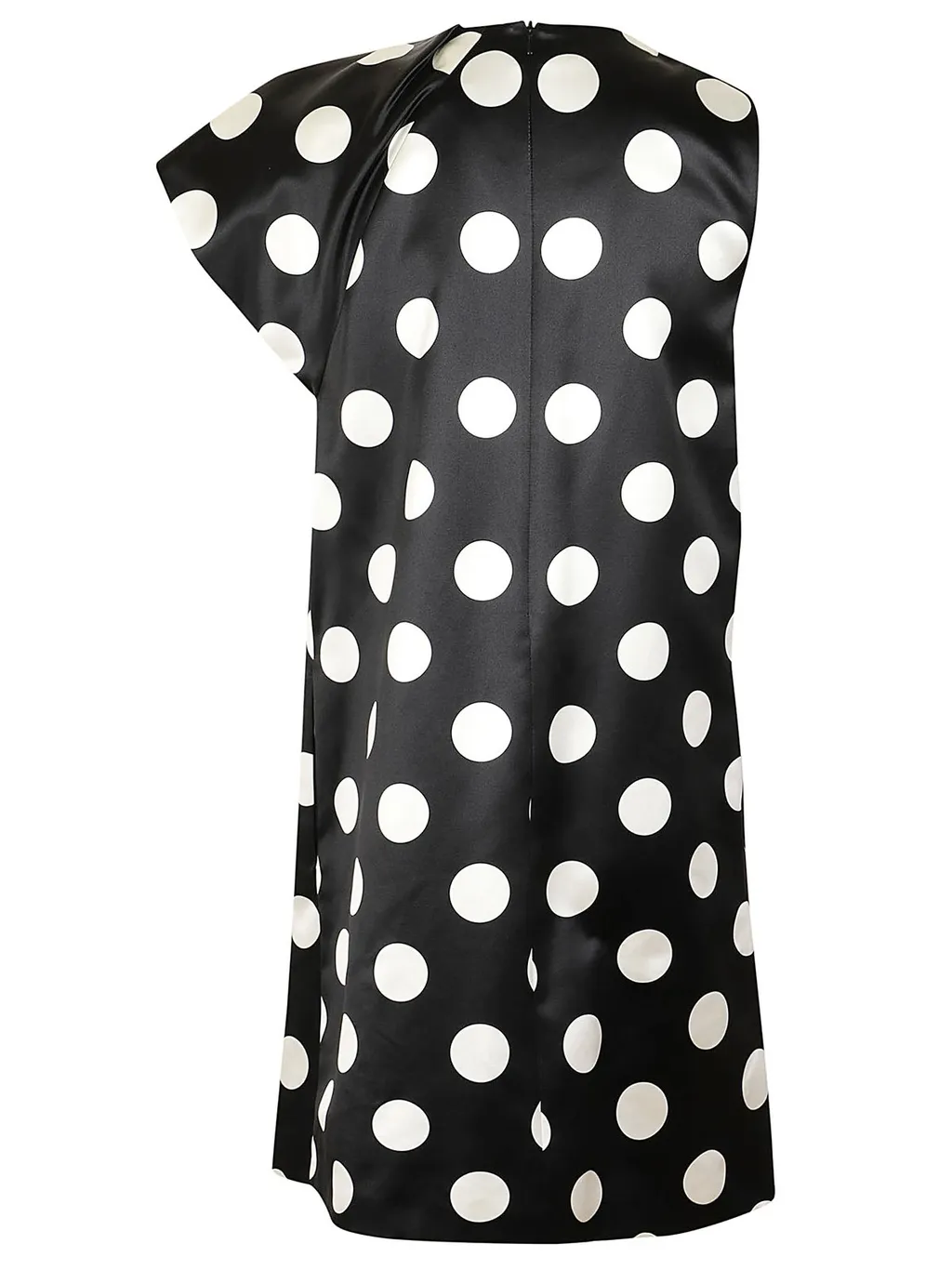 Max Mara Studio All-Over Dot Printed One-Sleeved Dress