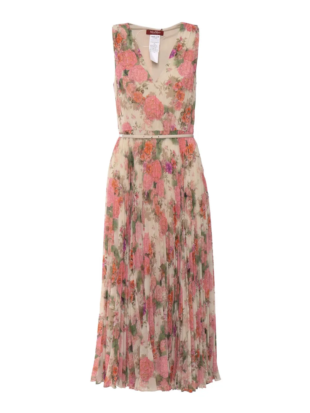 Max Mara Studio Belted Waist Printed Emery Dress