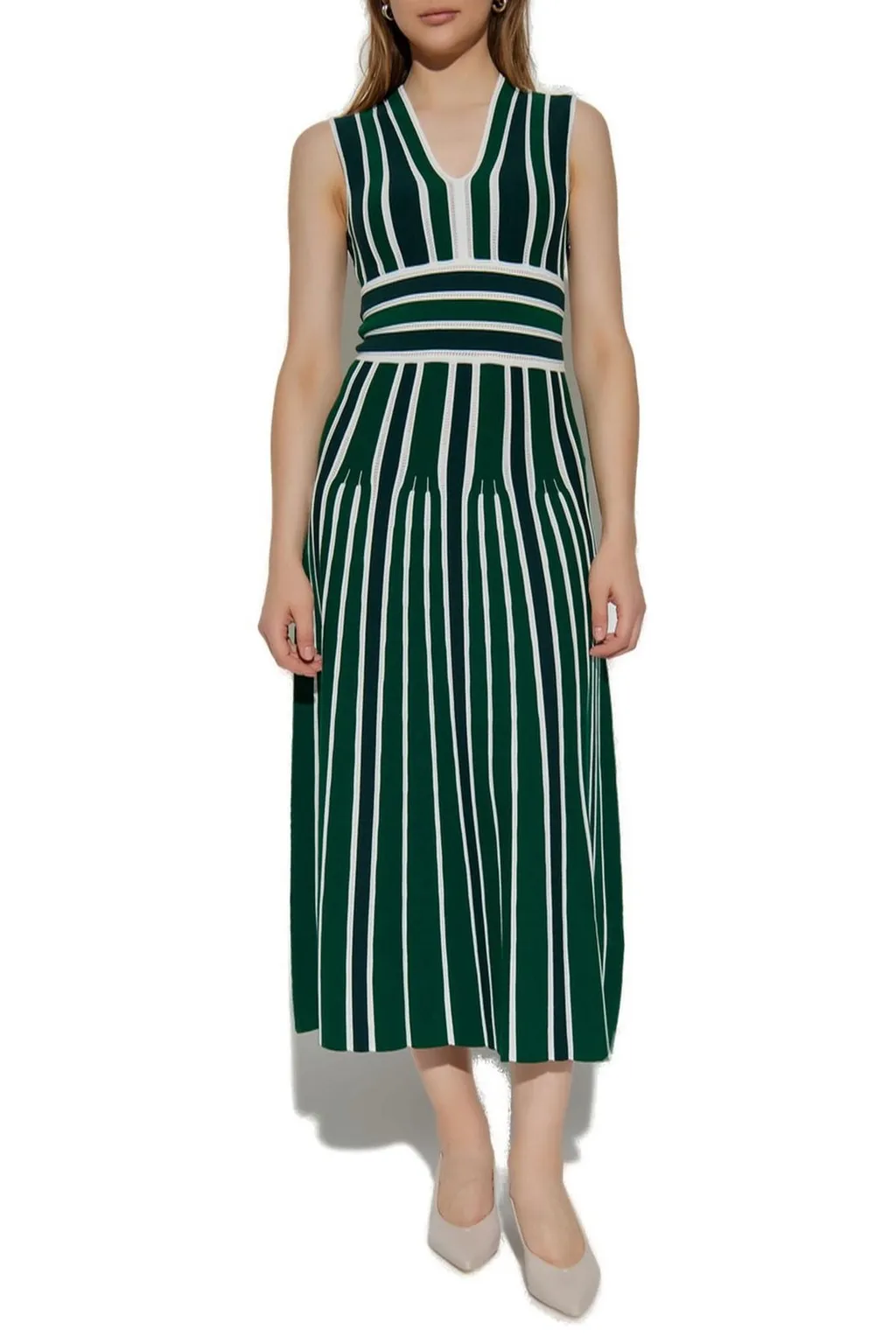 Max Mara Tallone Striped V-Neck Dress