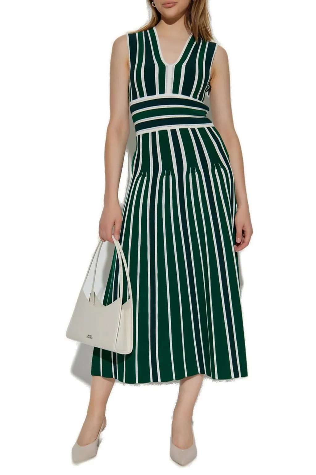 Max Mara Tallone Striped V-Neck Dress