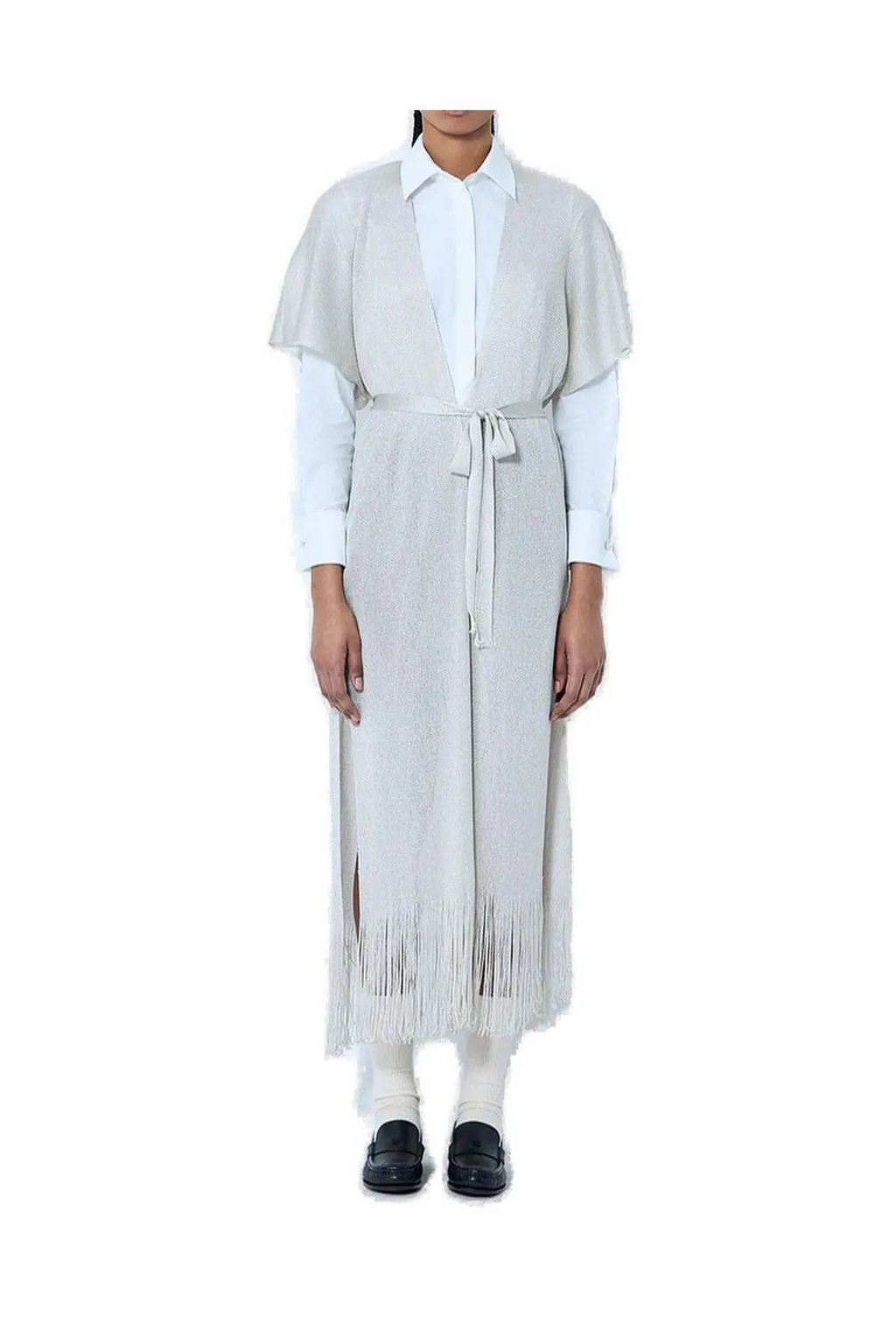 Max Mara V-Neck Fringed Belted Cardigan