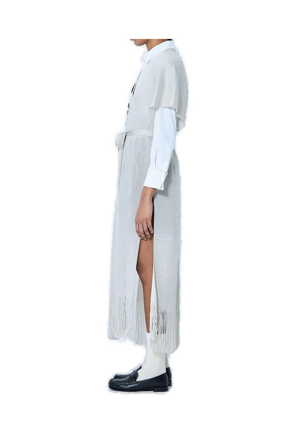 Max Mara V-Neck Fringed Belted Cardigan