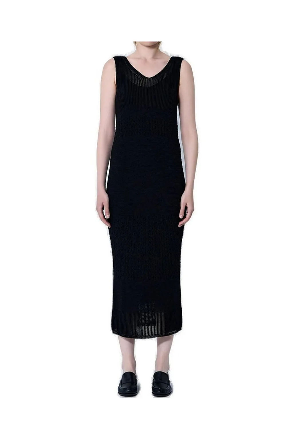 Max Mara V-Neck Valois Knitted Midi Dress