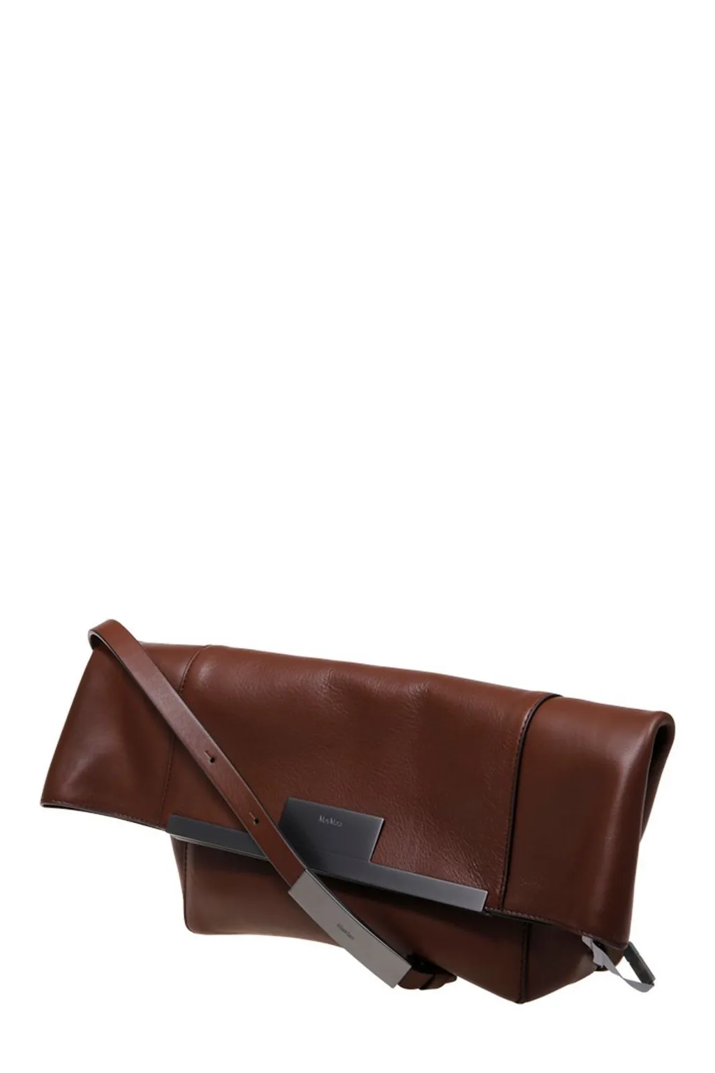 Max Mara Logo Engraved Foldover Top Clutch Bag