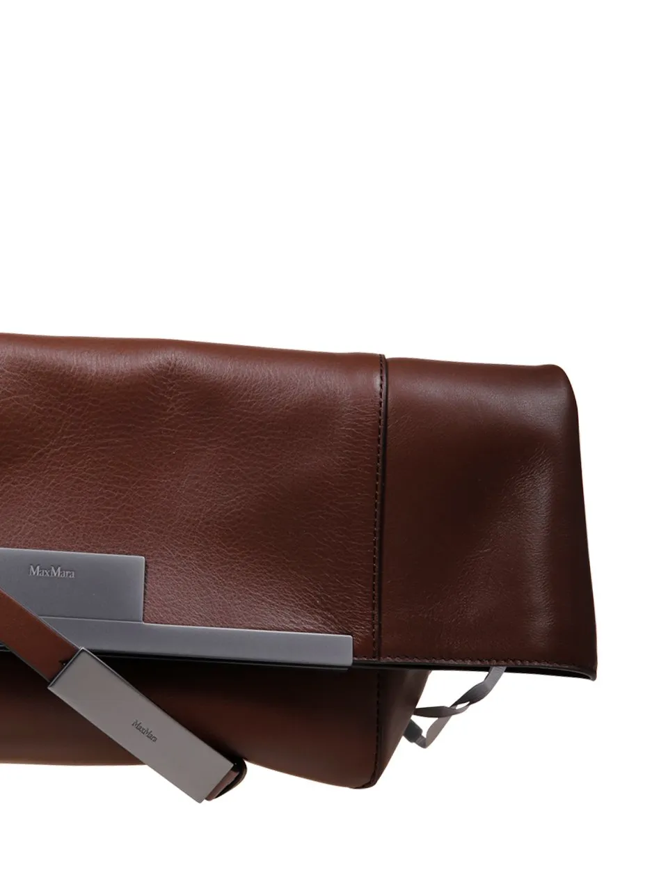 Max Mara Logo Engraved Foldover Top Clutch Bag