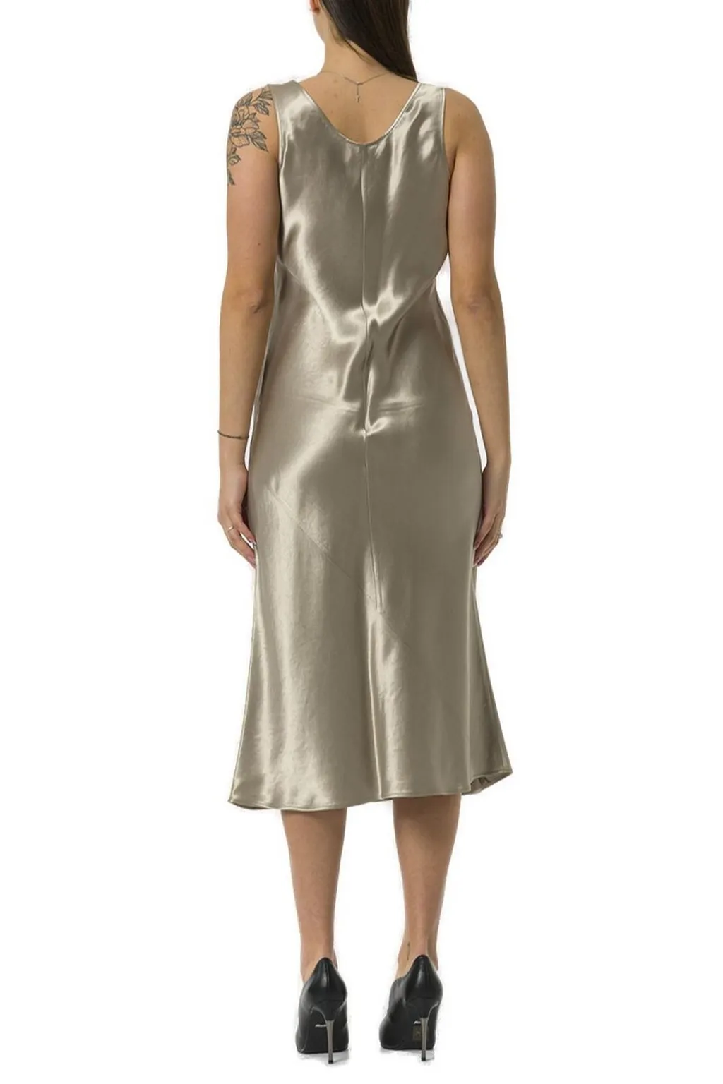 Max Mara U-Neck Sleeveless Satin Dress