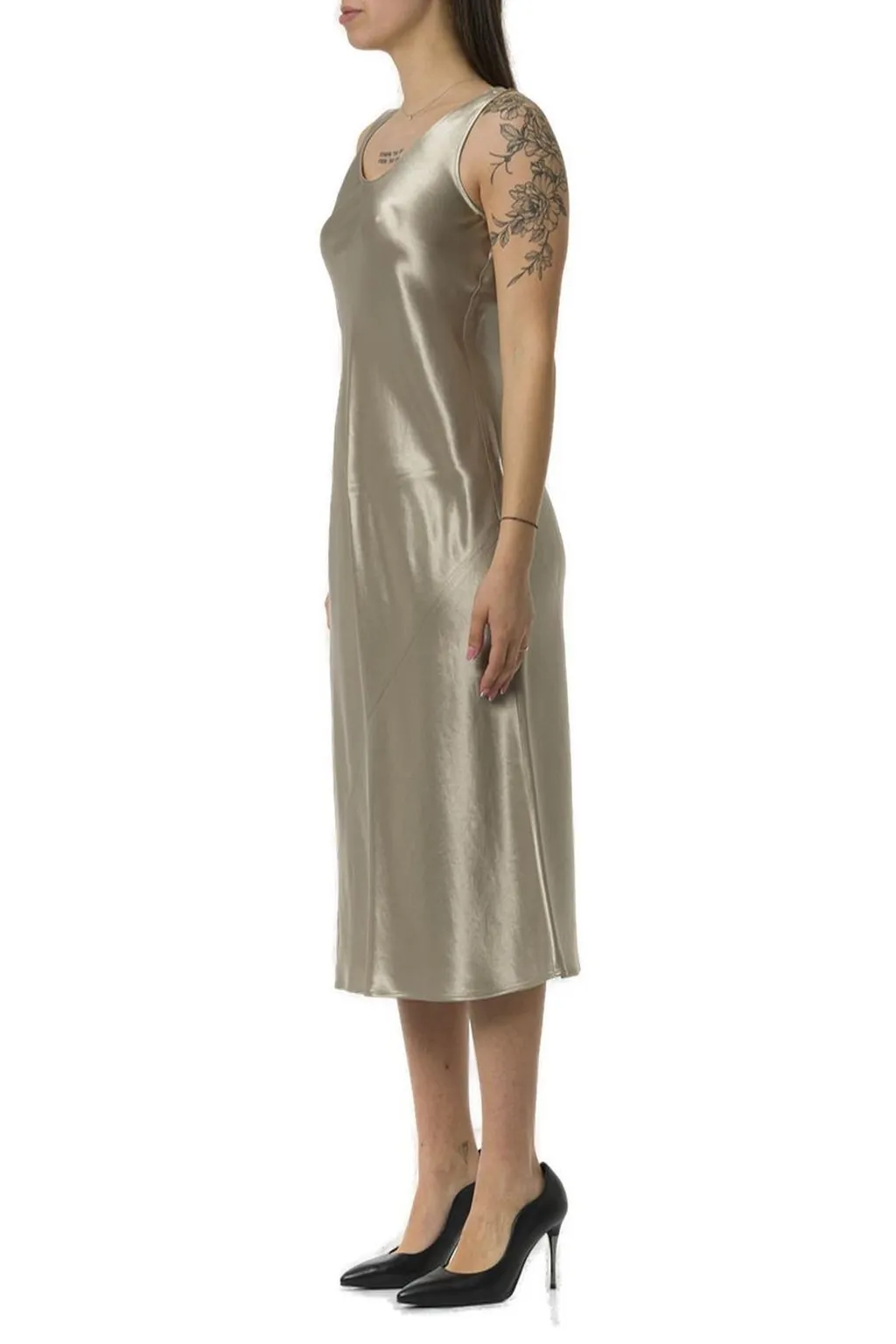 Max Mara U-Neck Sleeveless Satin Dress