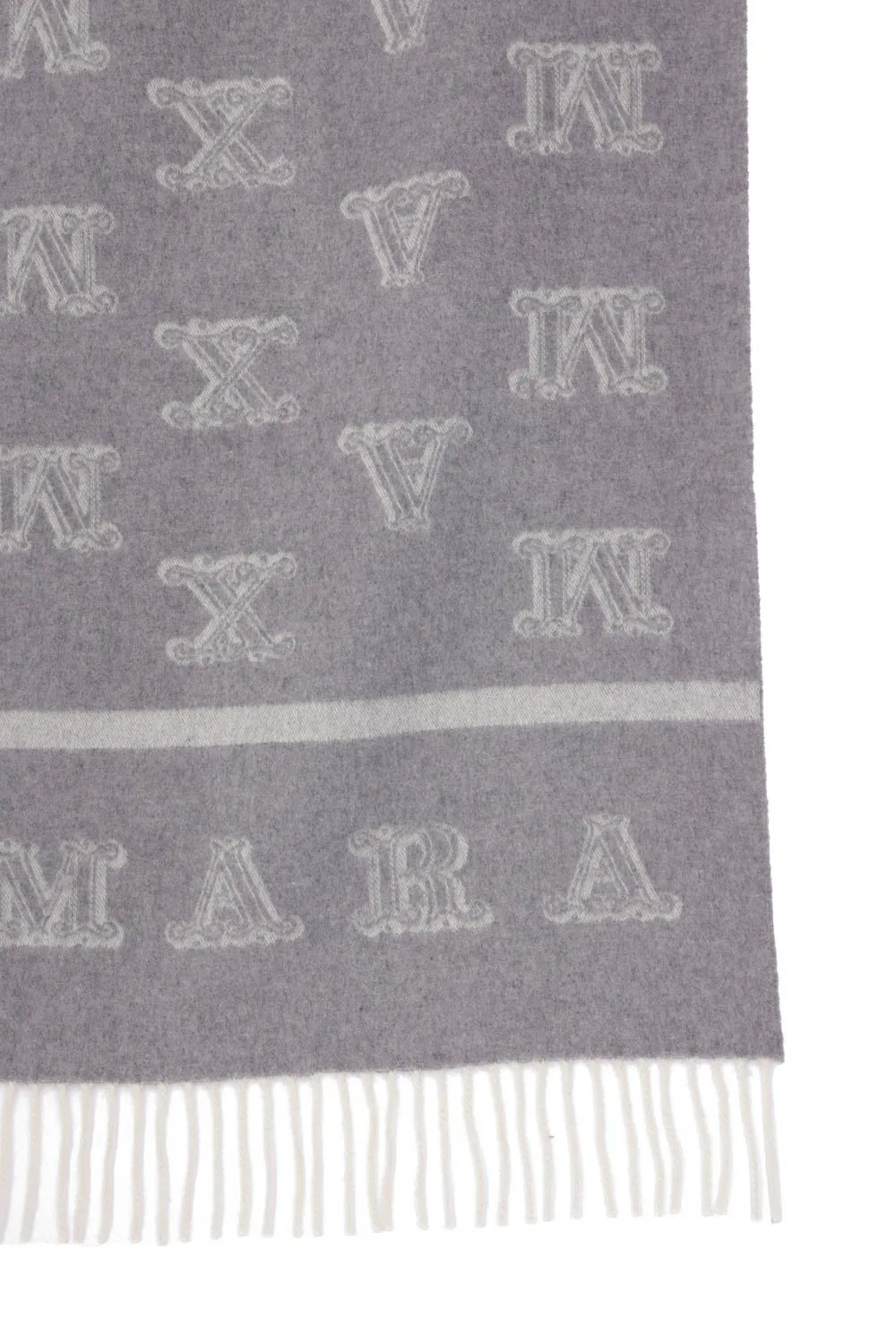 Max Mara Logo Patch Fringed Edge Scarf