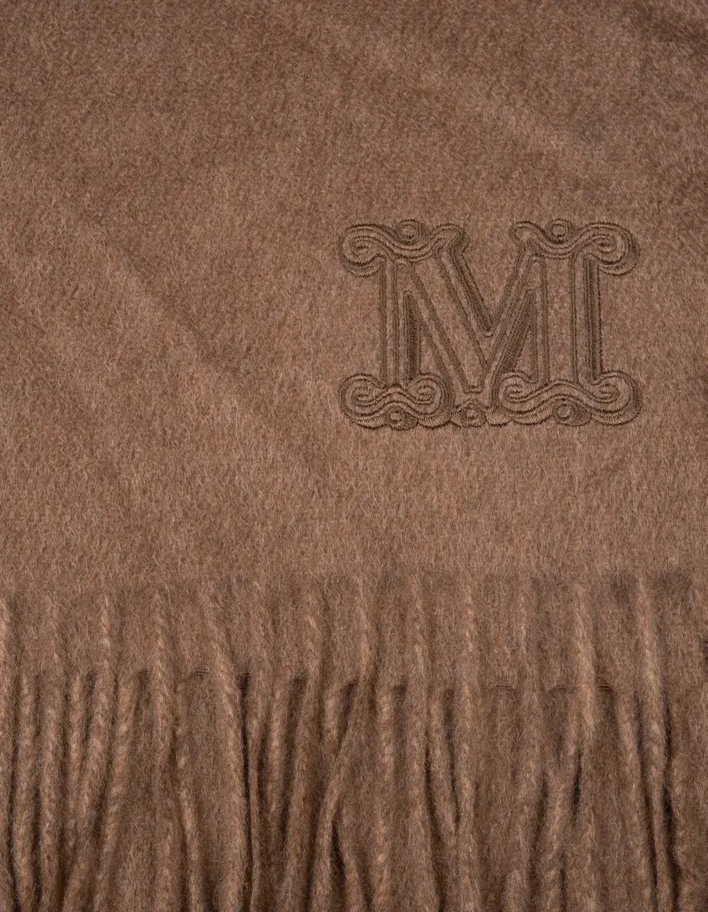 Max Mara Logo Embroidered Fringed Scarf