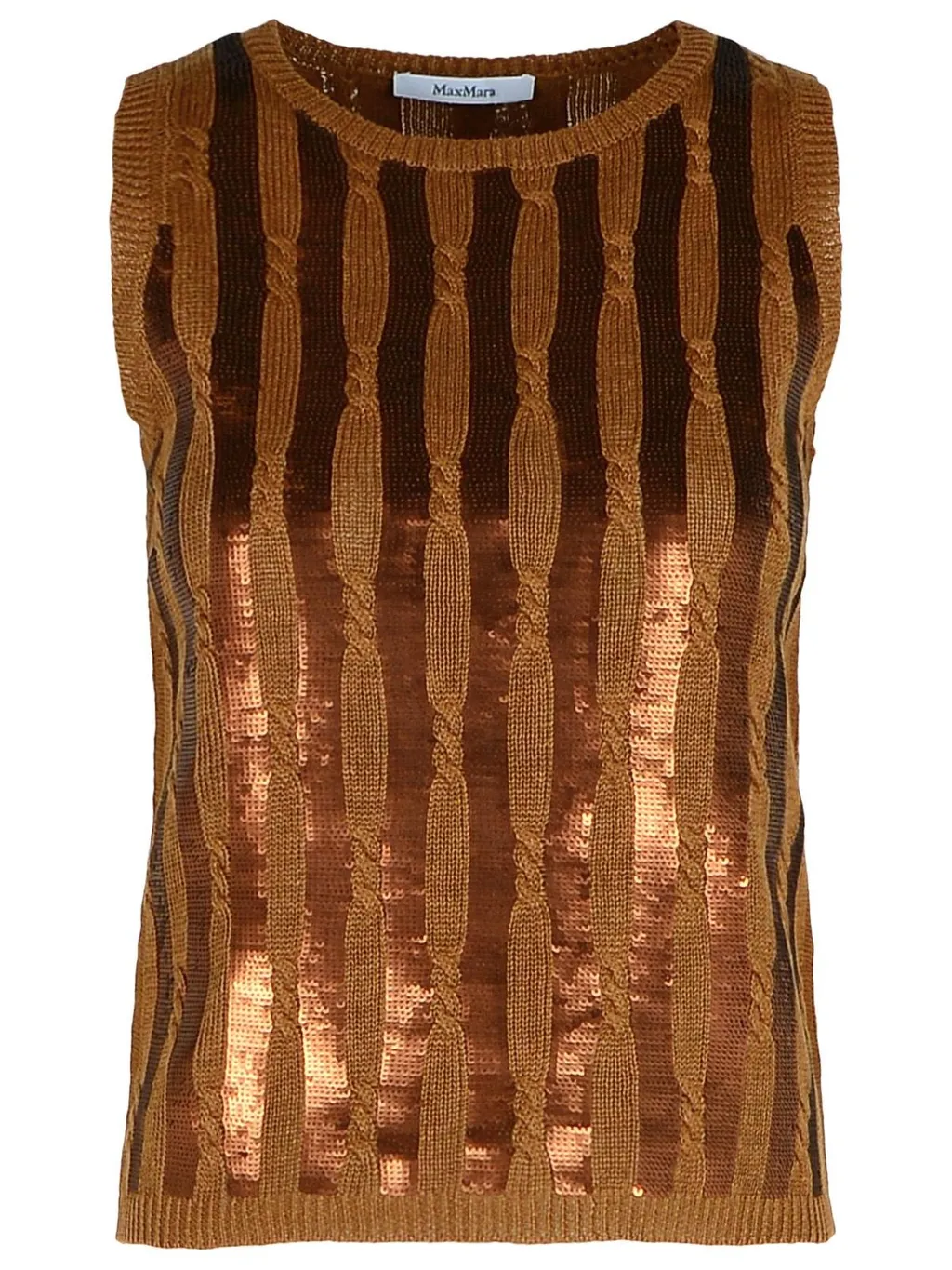 Max Mara Sequin Detailed Sleeveless Knit Top