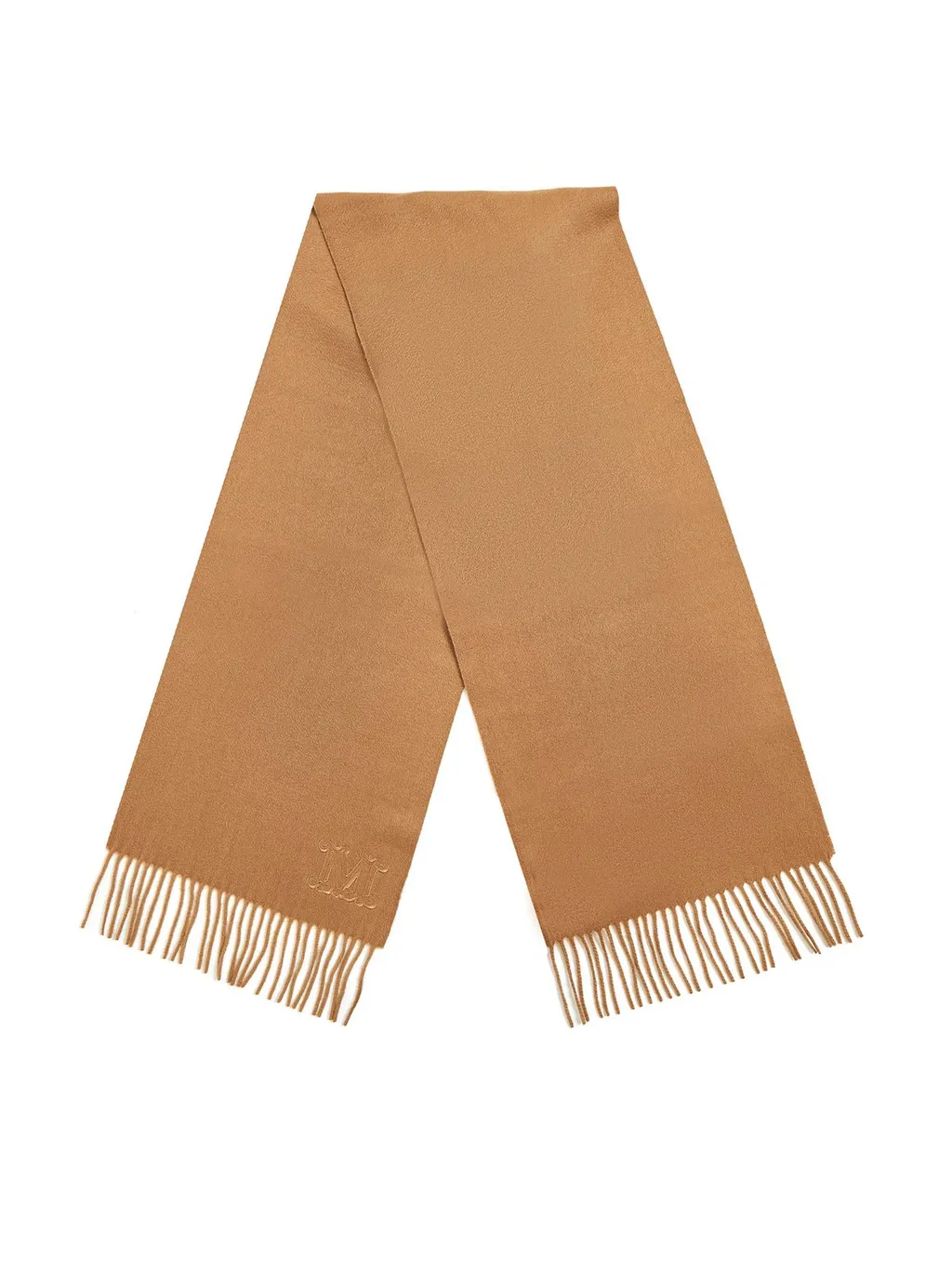Max Mara Logo Embroidered Fringed Edge Scarf