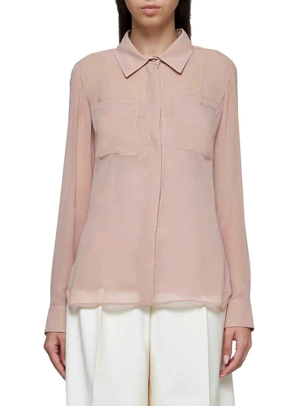 Max Mara Curved Hem Long-Sleeved Shirt