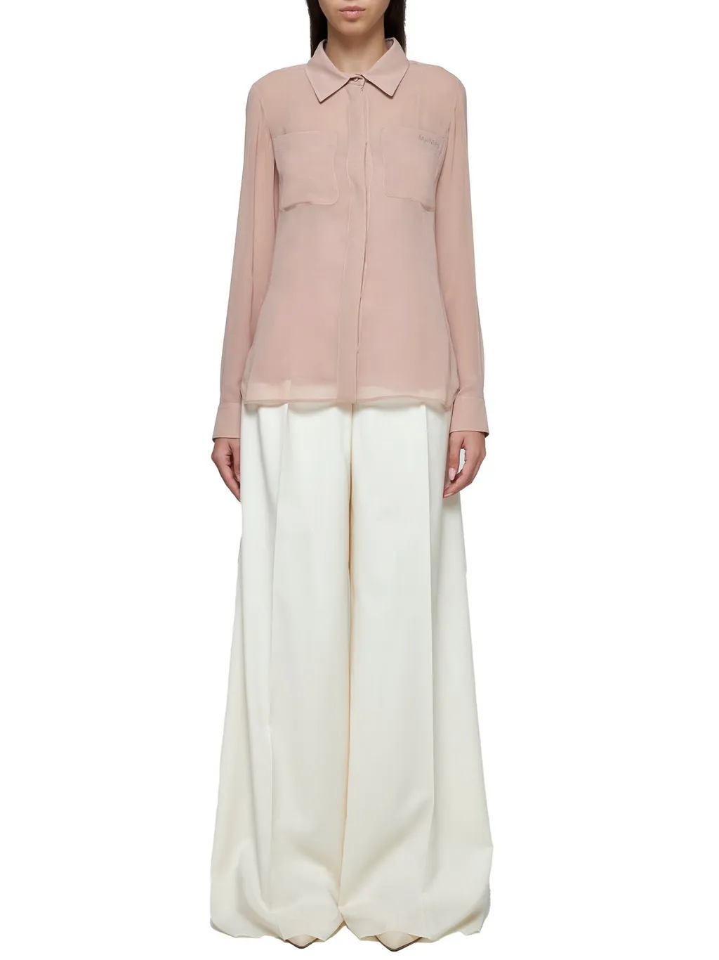 Max Mara Curved Hem Long-Sleeved Shirt