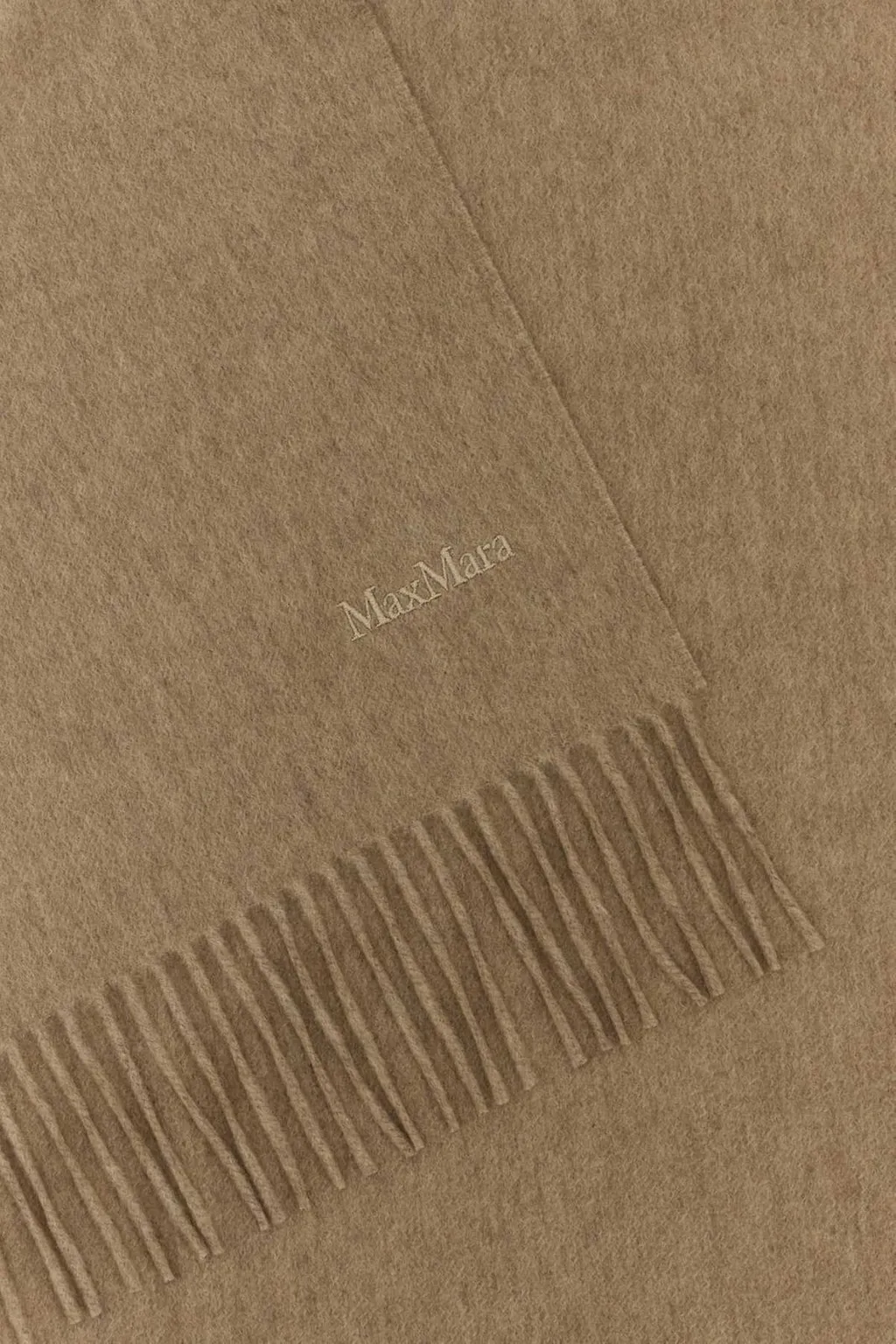 Max Mara Logo Embroidered Fringed Scarf