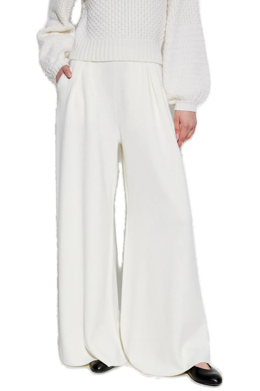 Max Mara Logo Embroidered Wide Leg Pants