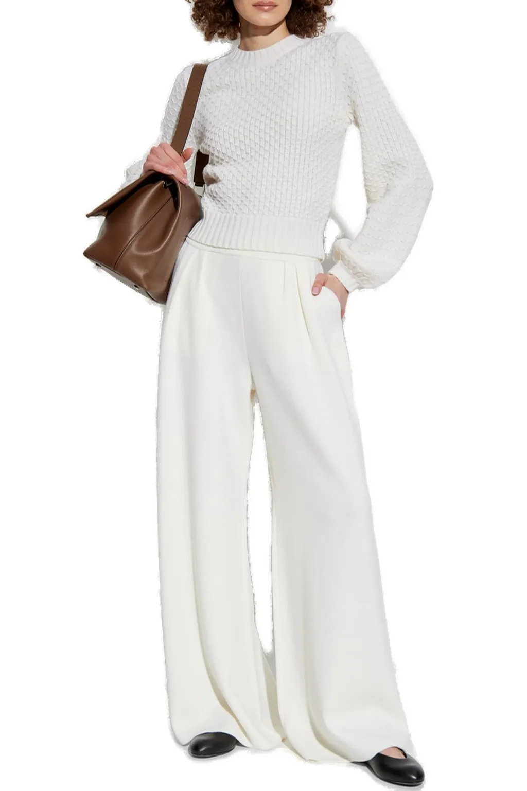 Max Mara Logo Embroidered Wide Leg Pants