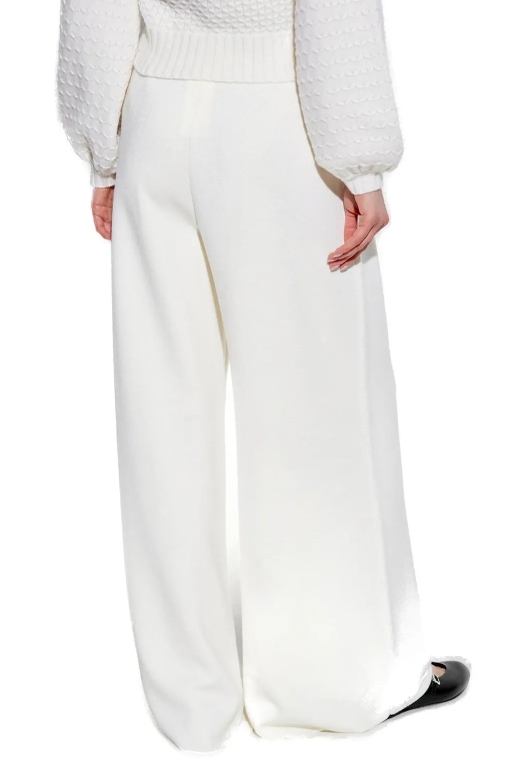 Max Mara Logo Embroidered Wide Leg Pants