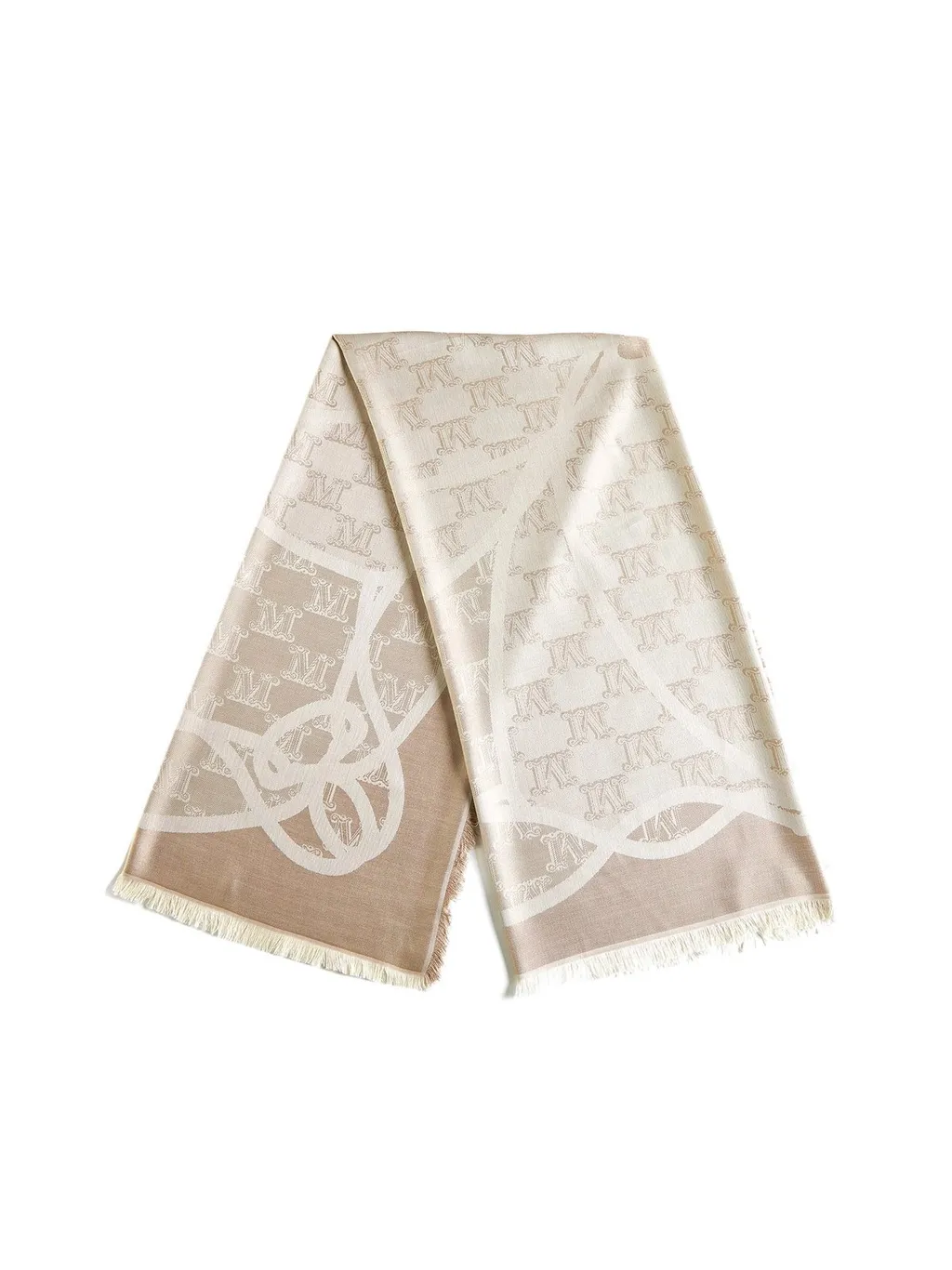 Max Mara All-Over Logo Patterned Fringed Edge Scarf