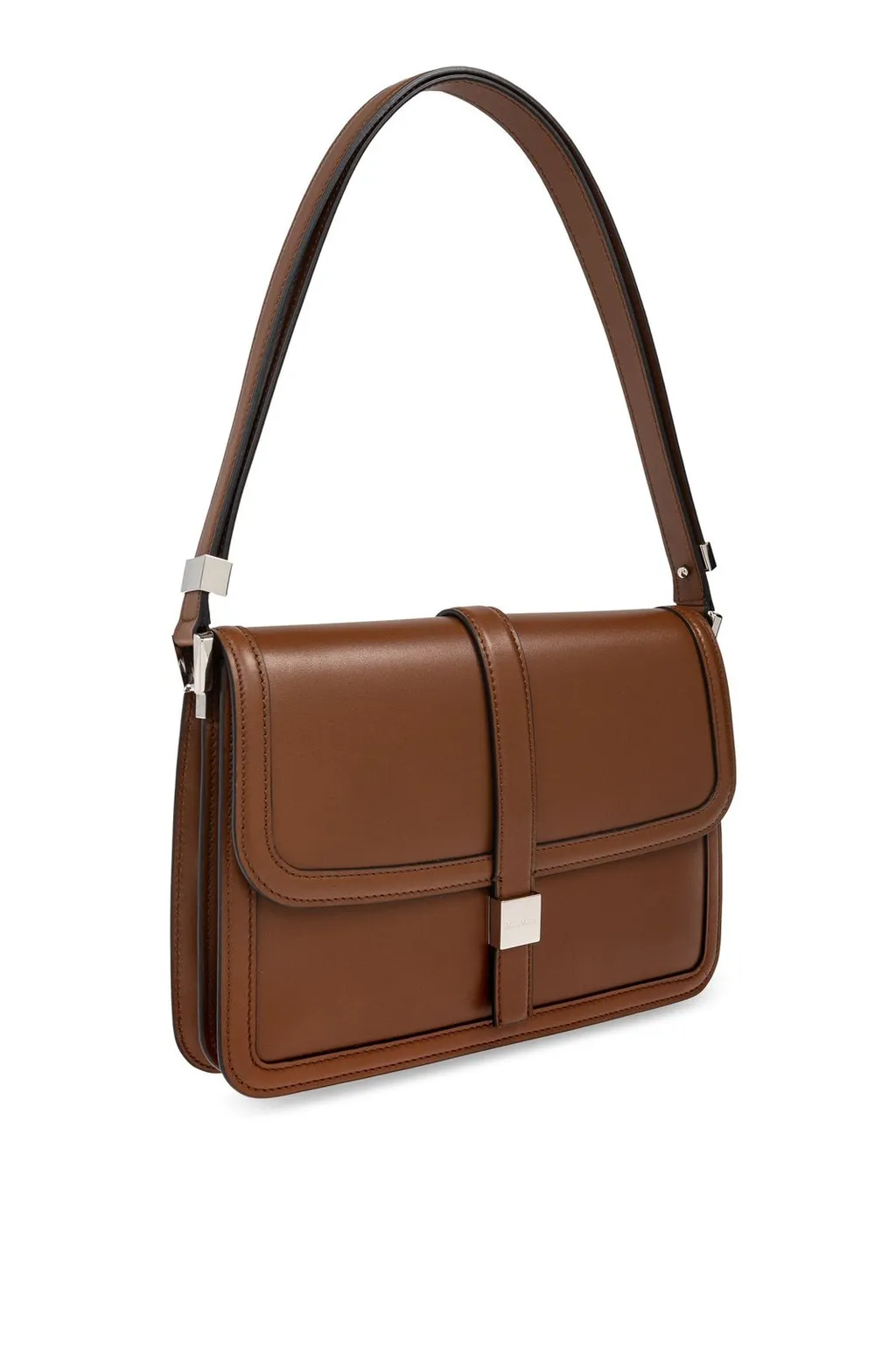 Max Mara Logo Engraved Foldover Top Shoulder Bag