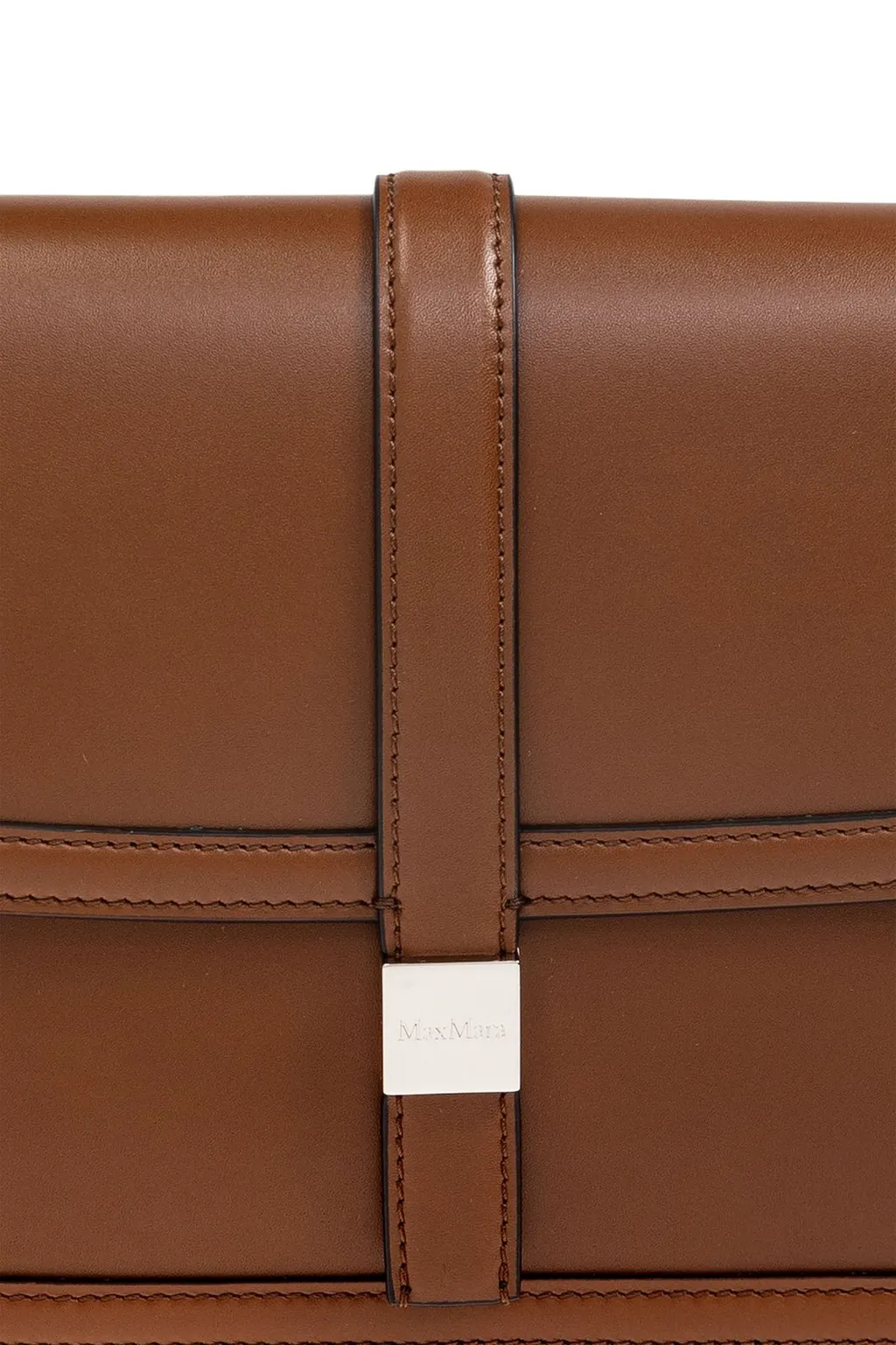 Max Mara Logo Engraved Foldover Top Shoulder Bag