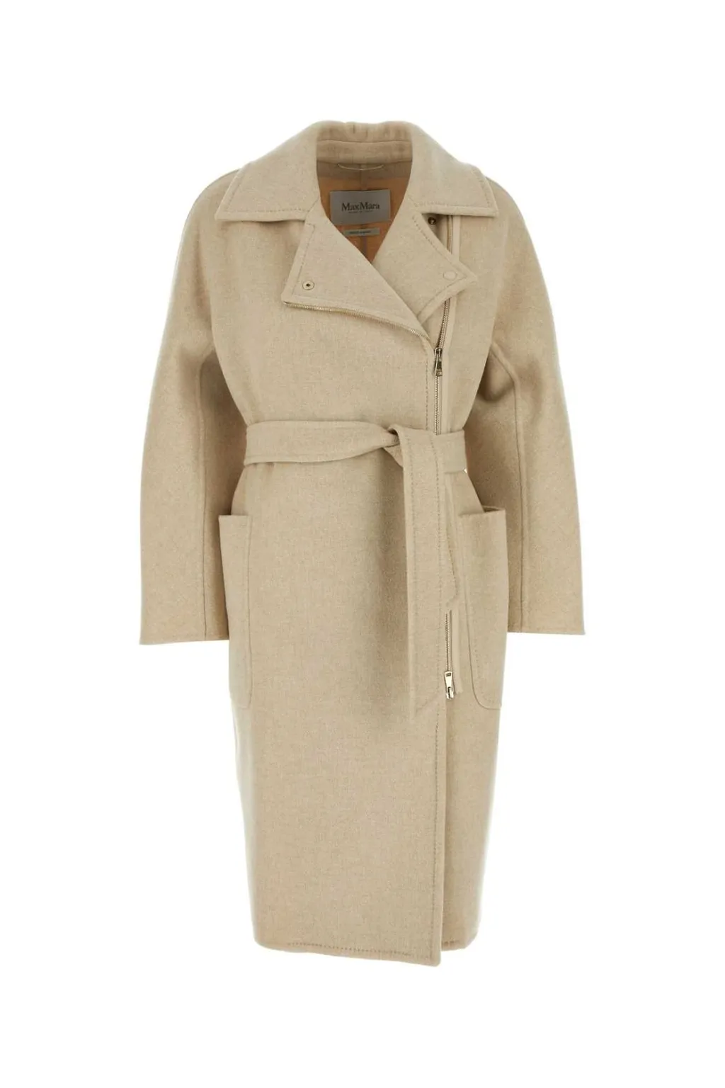 Max Mara Zip Detailed Belted Coat