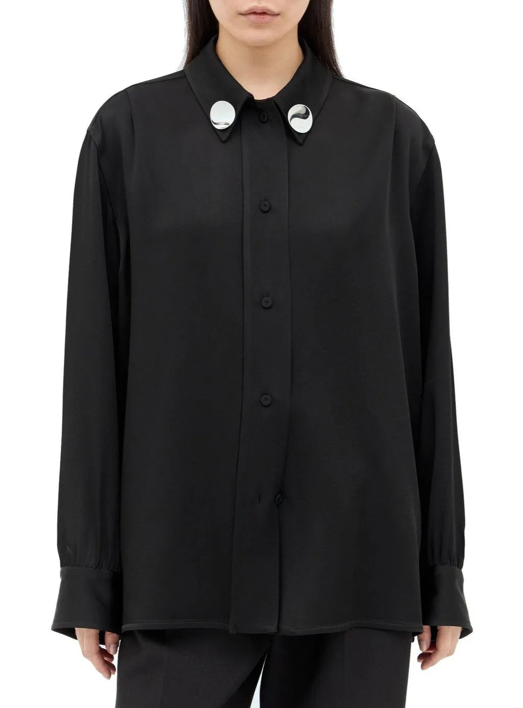 Jil Sander Detachable Jewel Clip Detailed Satin Shirt