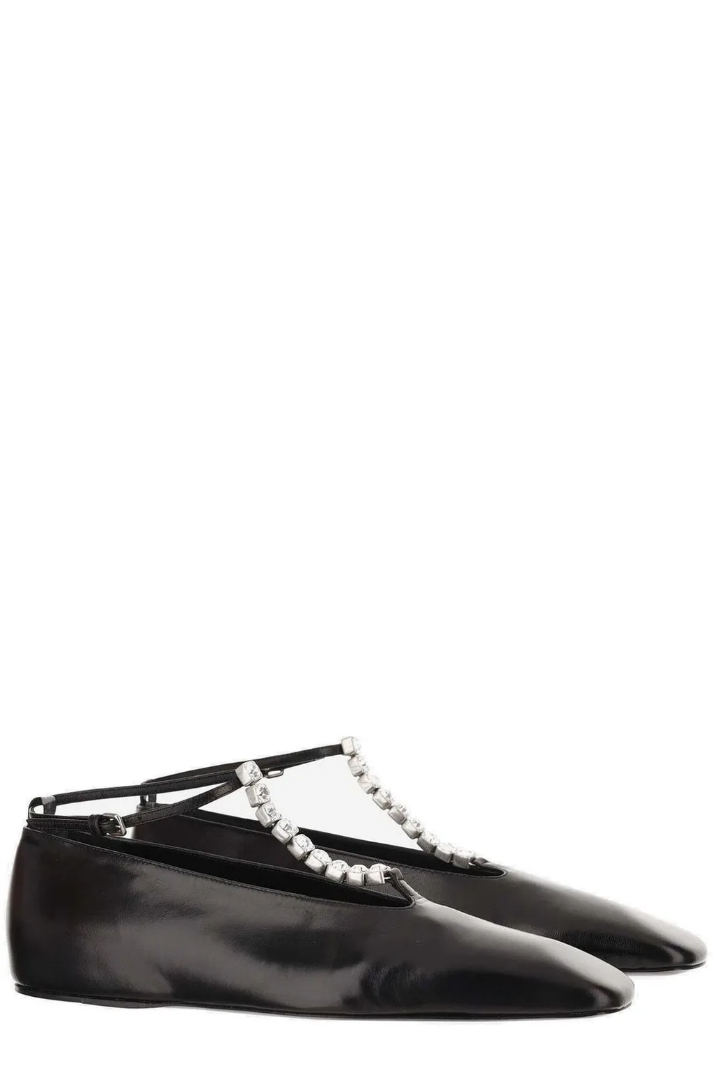Jil Sander Embellished Ankle Strapped Ballerina Shoes