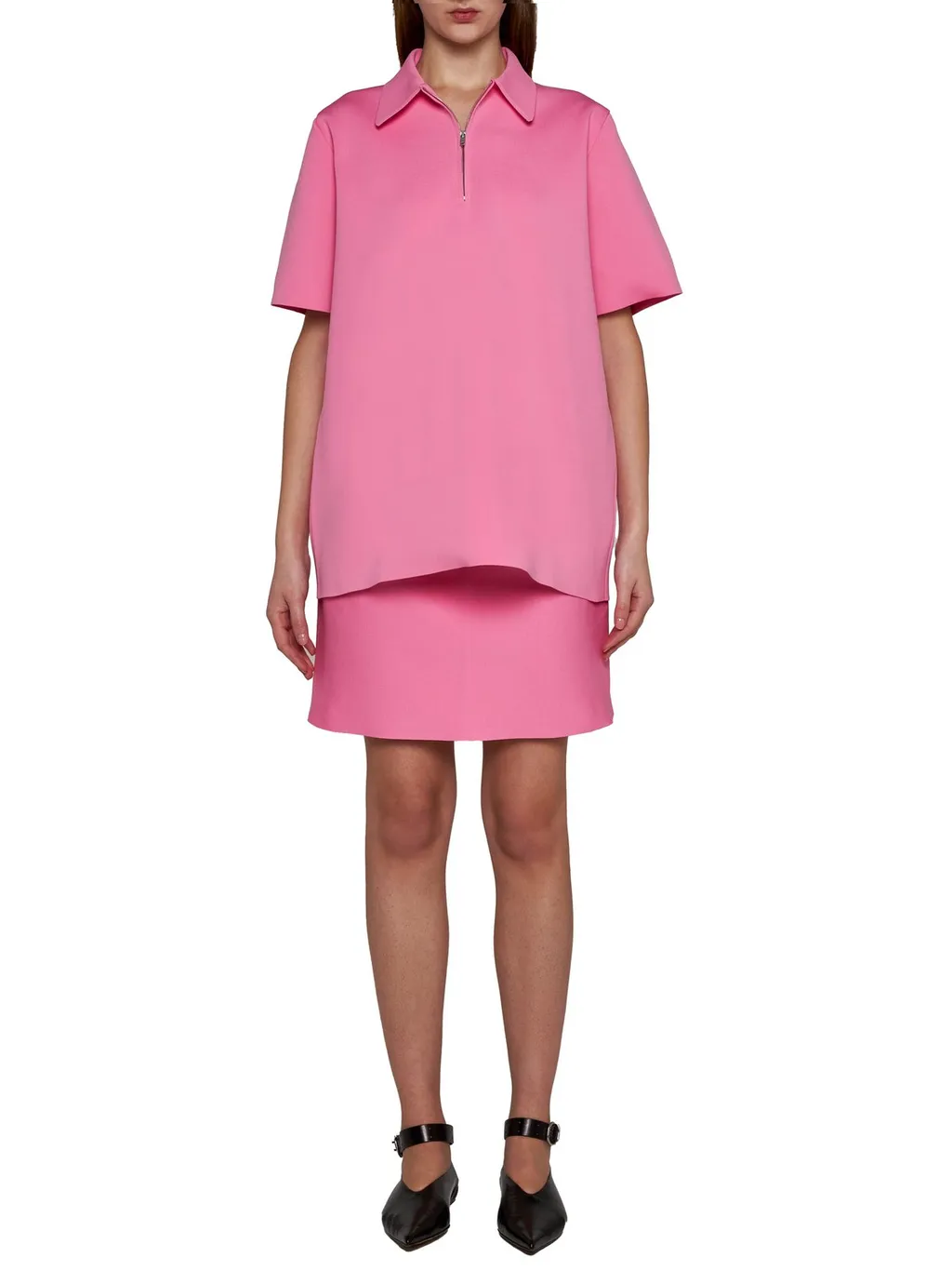 Jil Sander Zip Detailed Straight Hem Polo Top